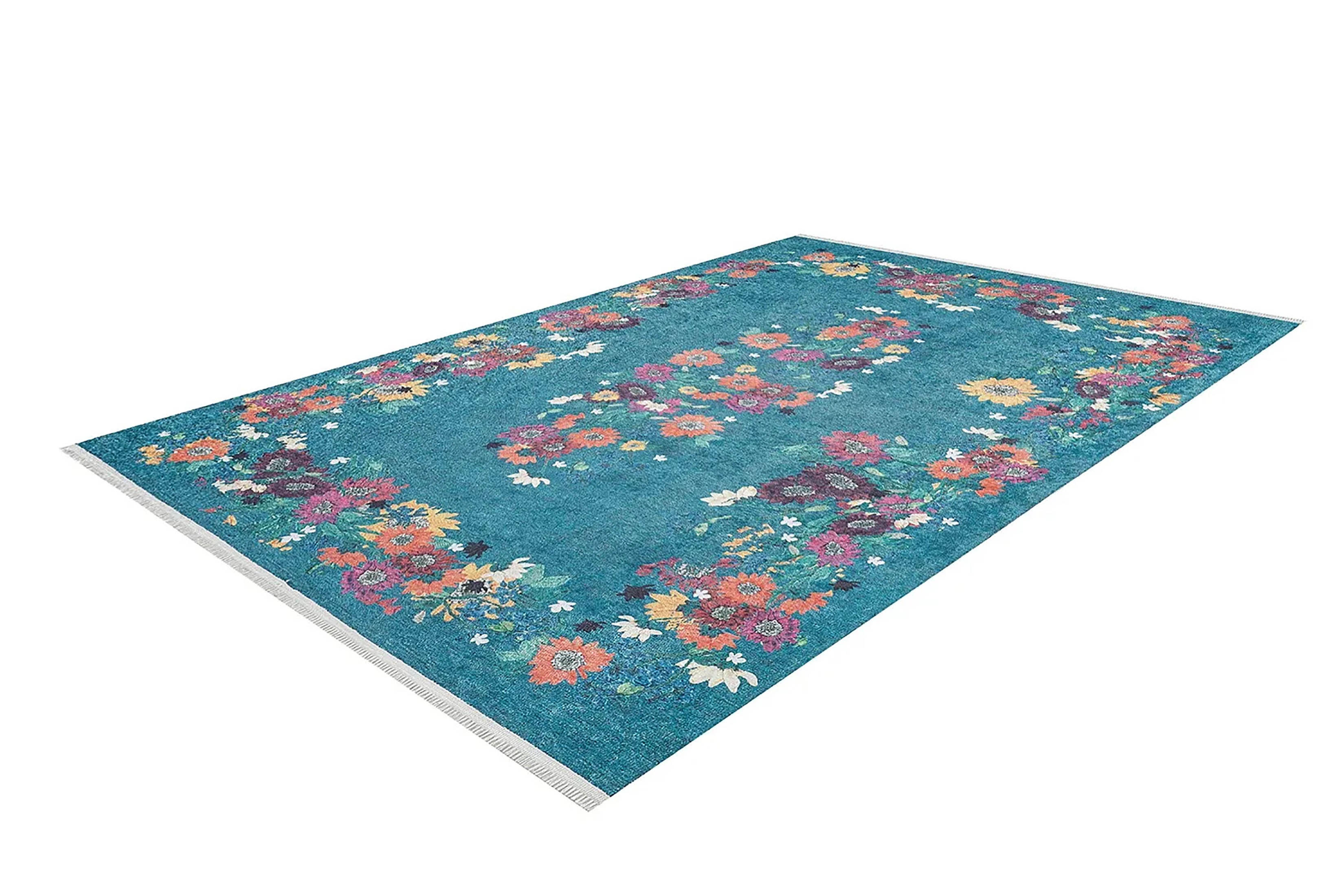Aadhya Turkish Green Rose Decorative Floral Rug