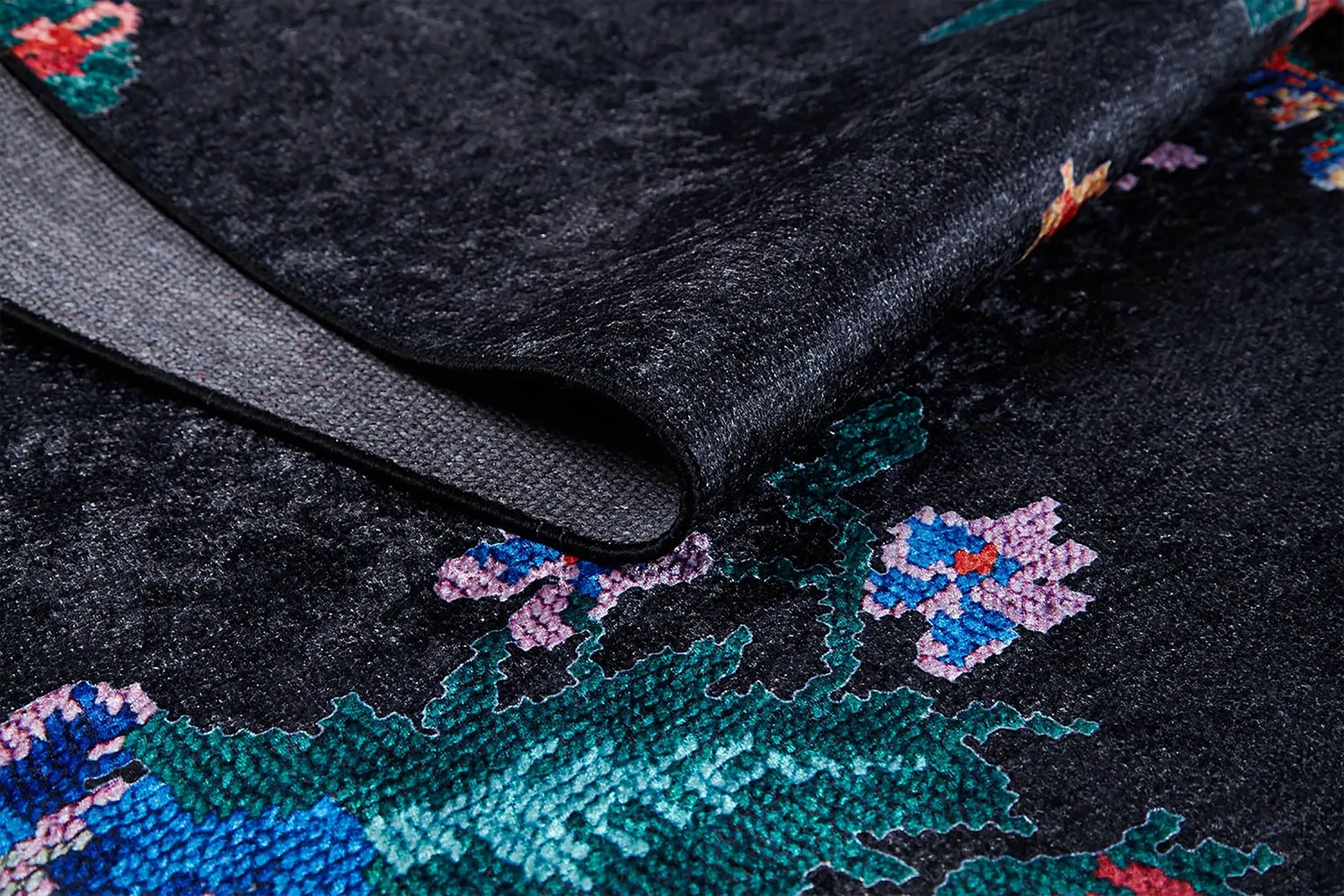 Natasha Turkish Karabagh Rose Black Rug