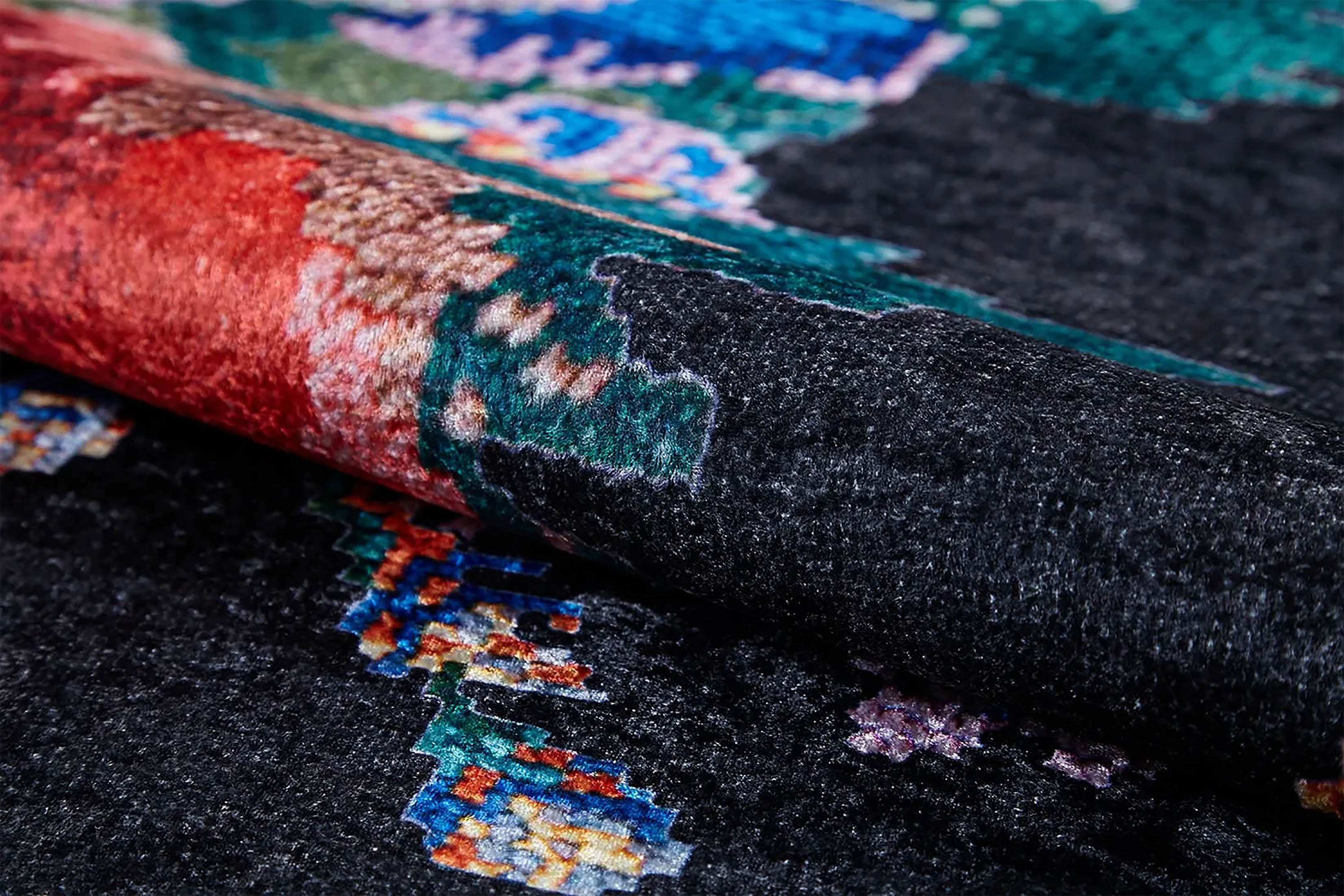 Natasha Turkish Karabagh Rose Black Rug