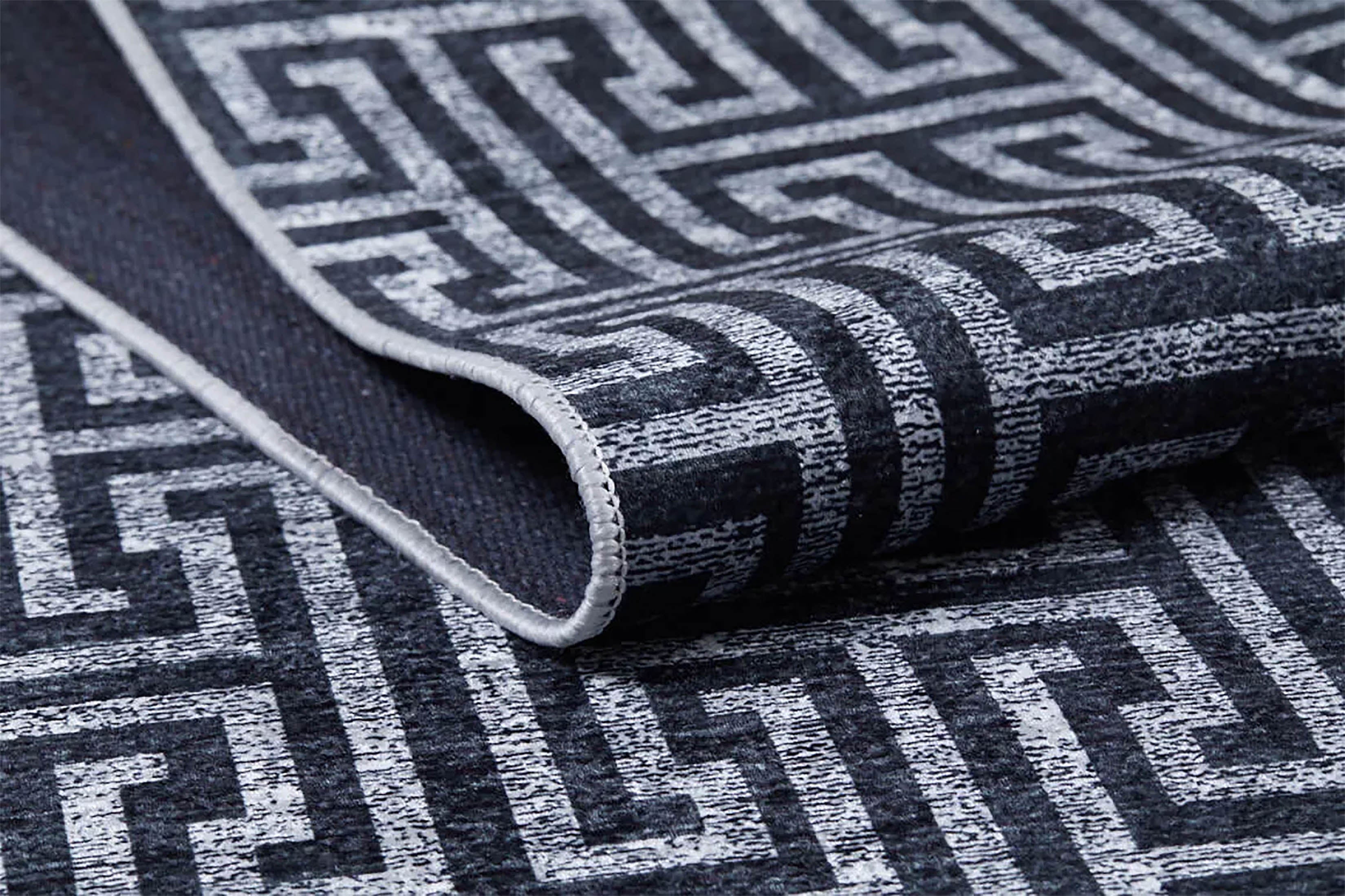 Hale Turkish Black Gray Geometric Modern Rug