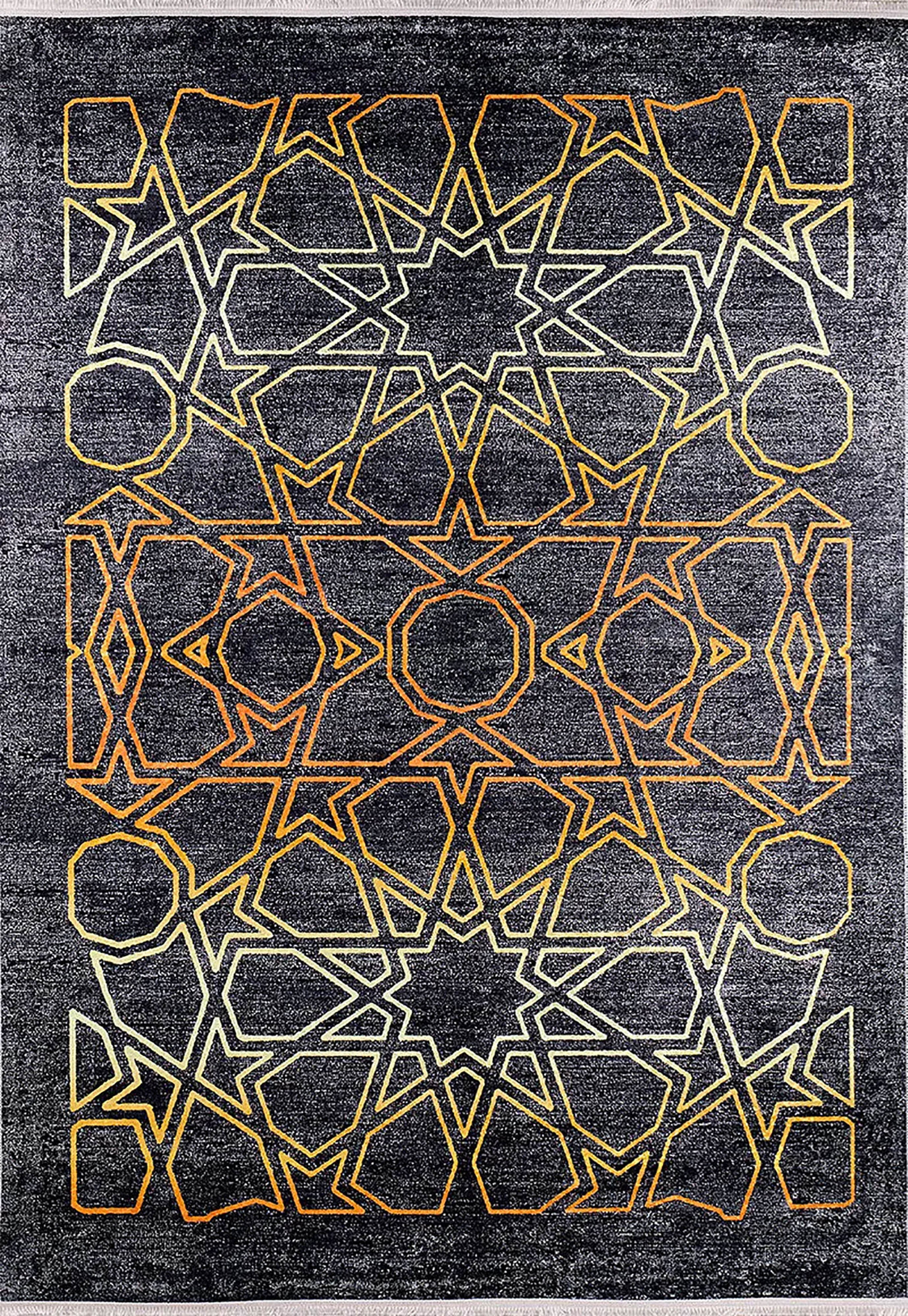 Livia Geometric Artistic Decor Contemporary Black Gold Area Rug