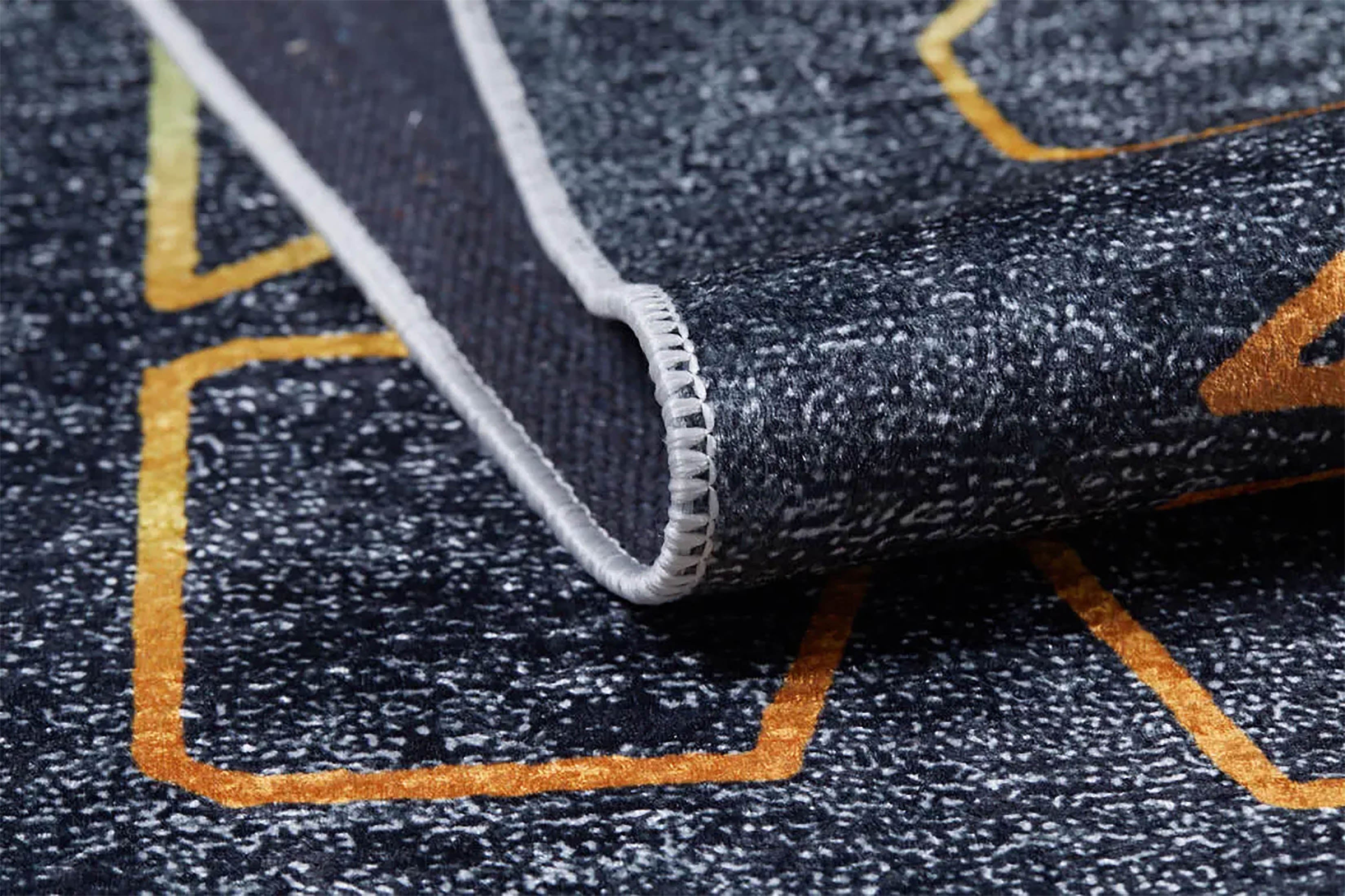 Livia Geometric Artistic Decor Contemporary Black Gold Area Rug