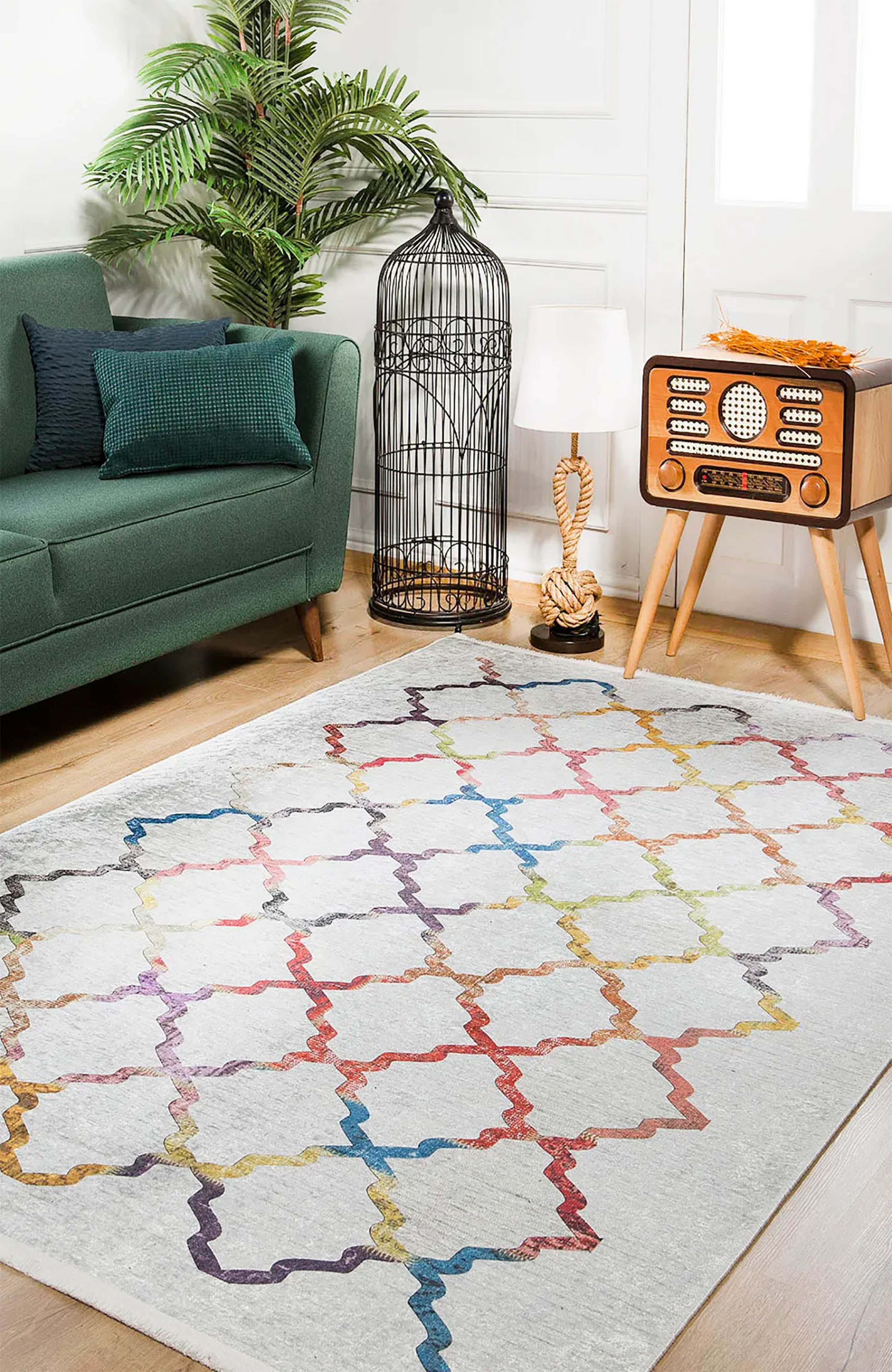 Keyla Geometric Home Decor Rainbow Colors Rug