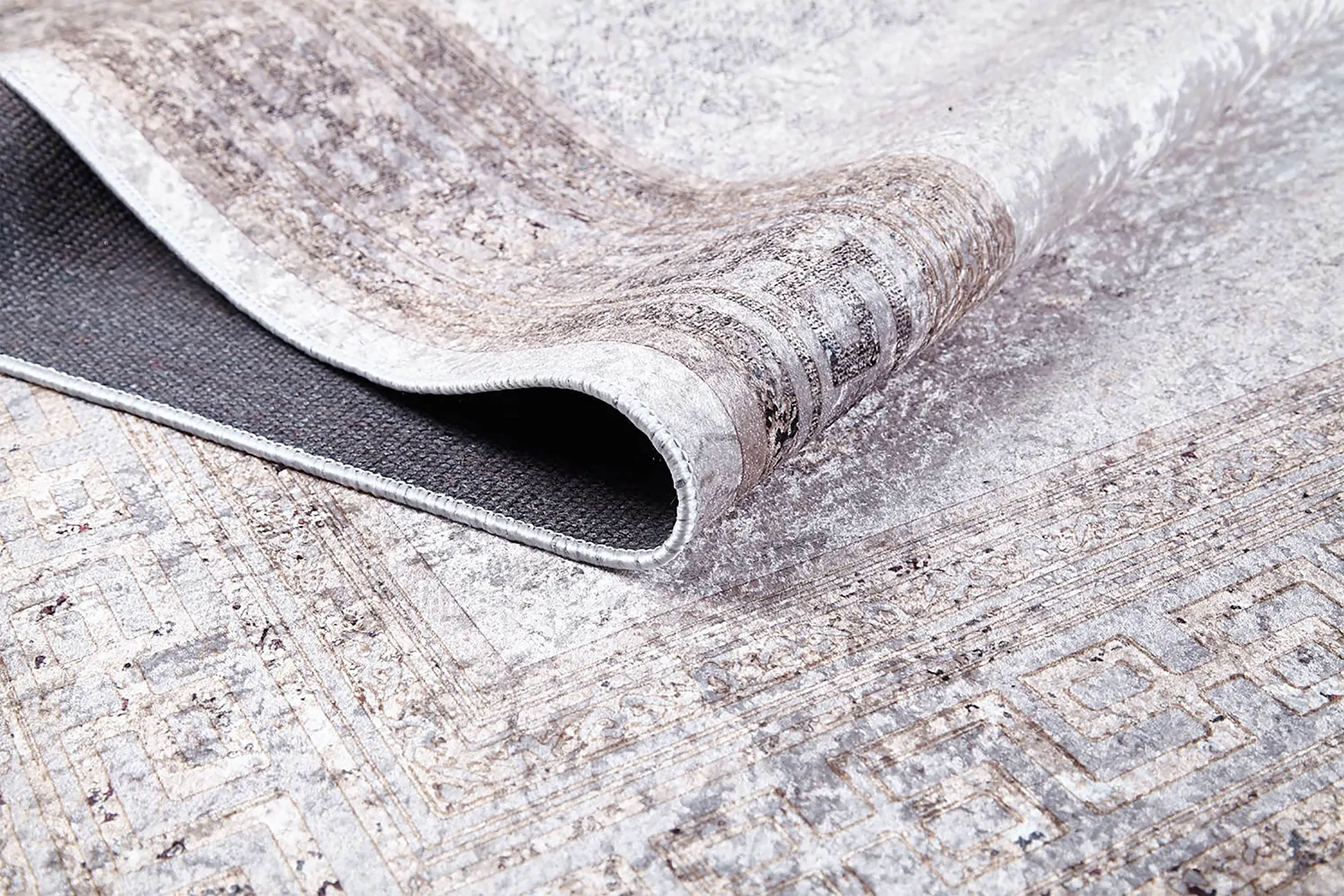 Deha Marble Powder Beige Greek Key Border Rug