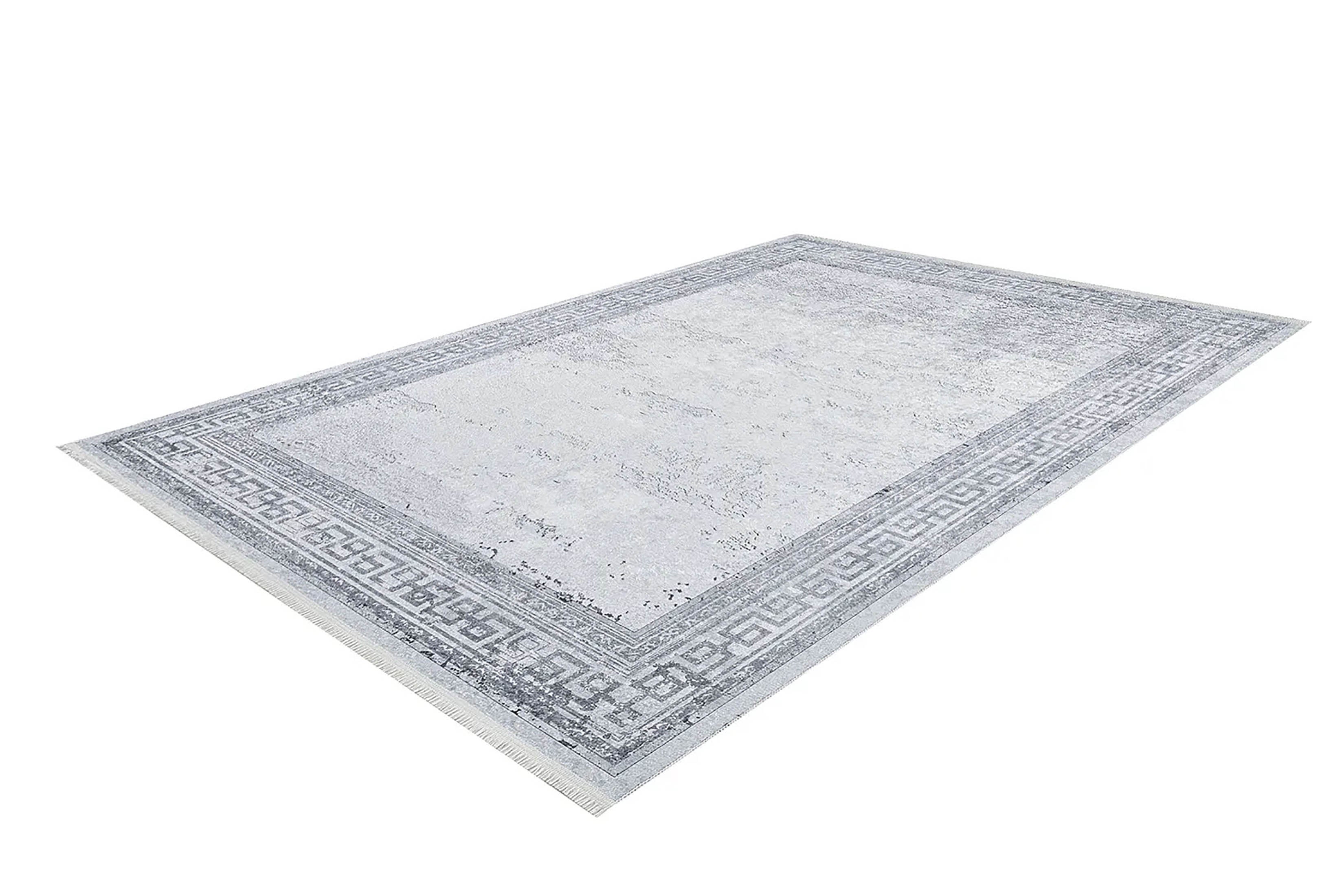 Delfin Marble Gray Greek Key Border Rug