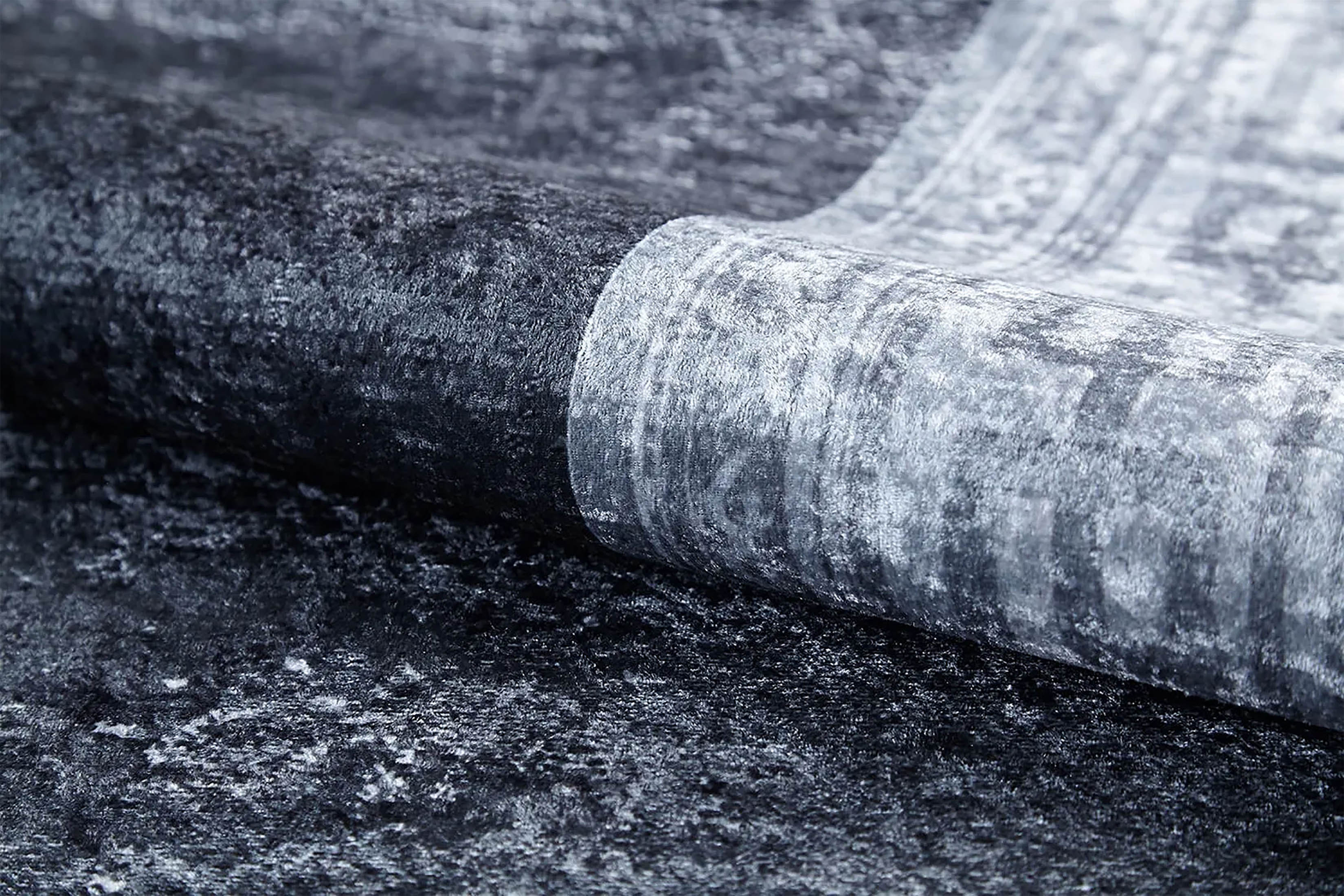 Elmira Marble Solid Grey Greek Key Border Rug