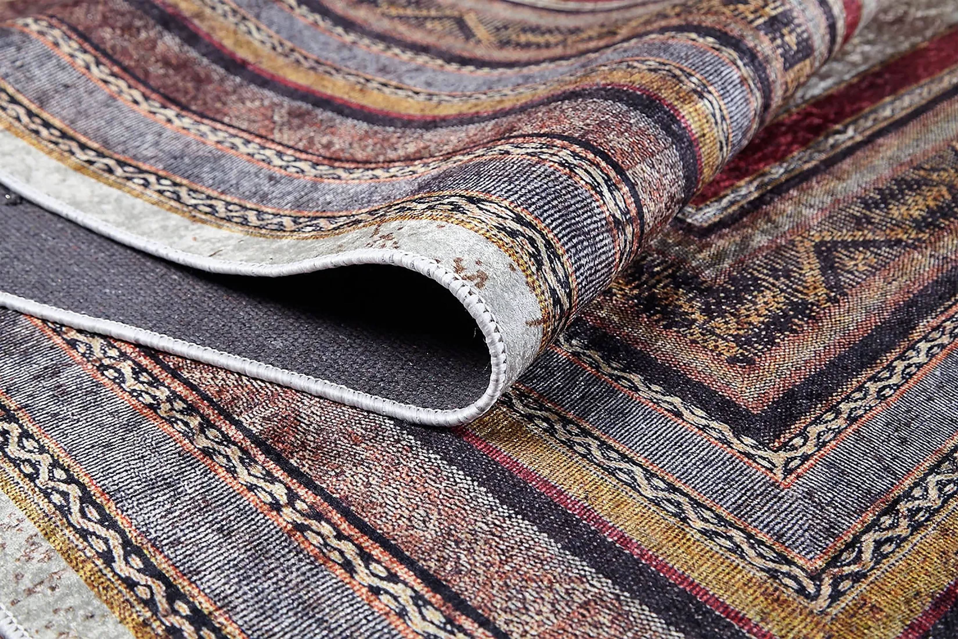 Dania Geometric Oriental Home Decor Bordered Multi Color Rug