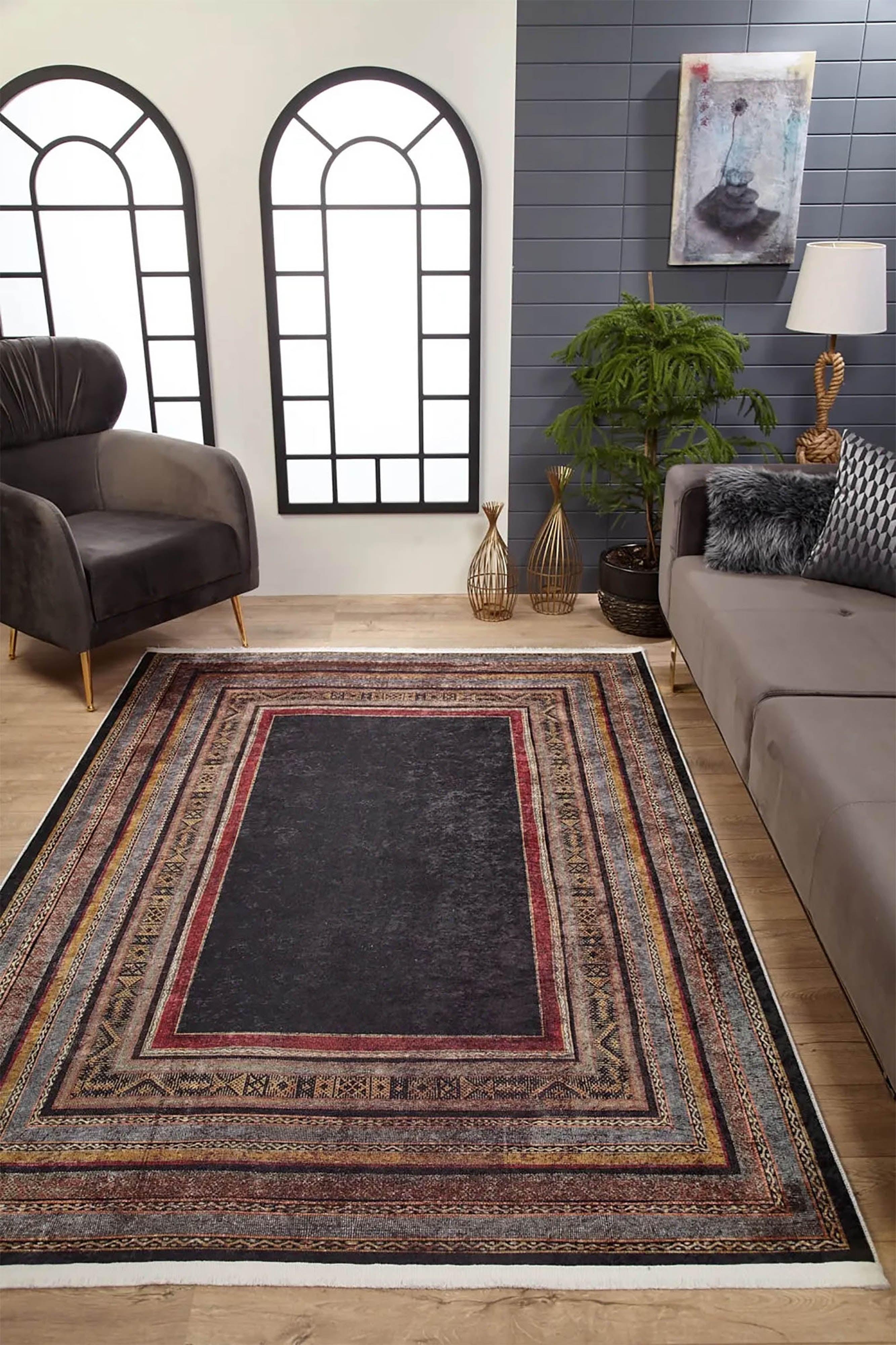 Teresa Geometric Multi Color Bohemian Home Decor Bordered Rug
