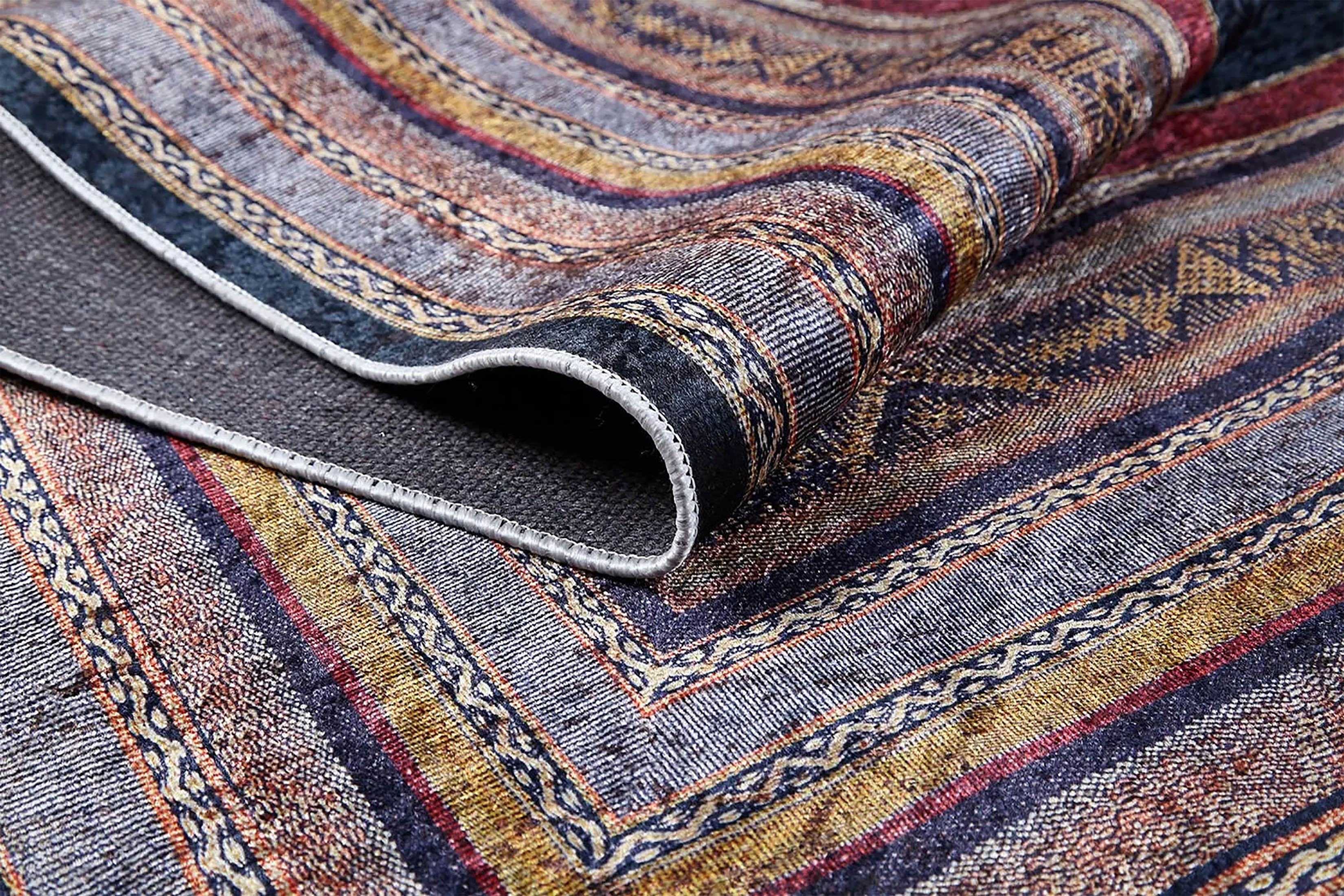 Luz Geometric Design Multi Color Luxury Bordered Rug