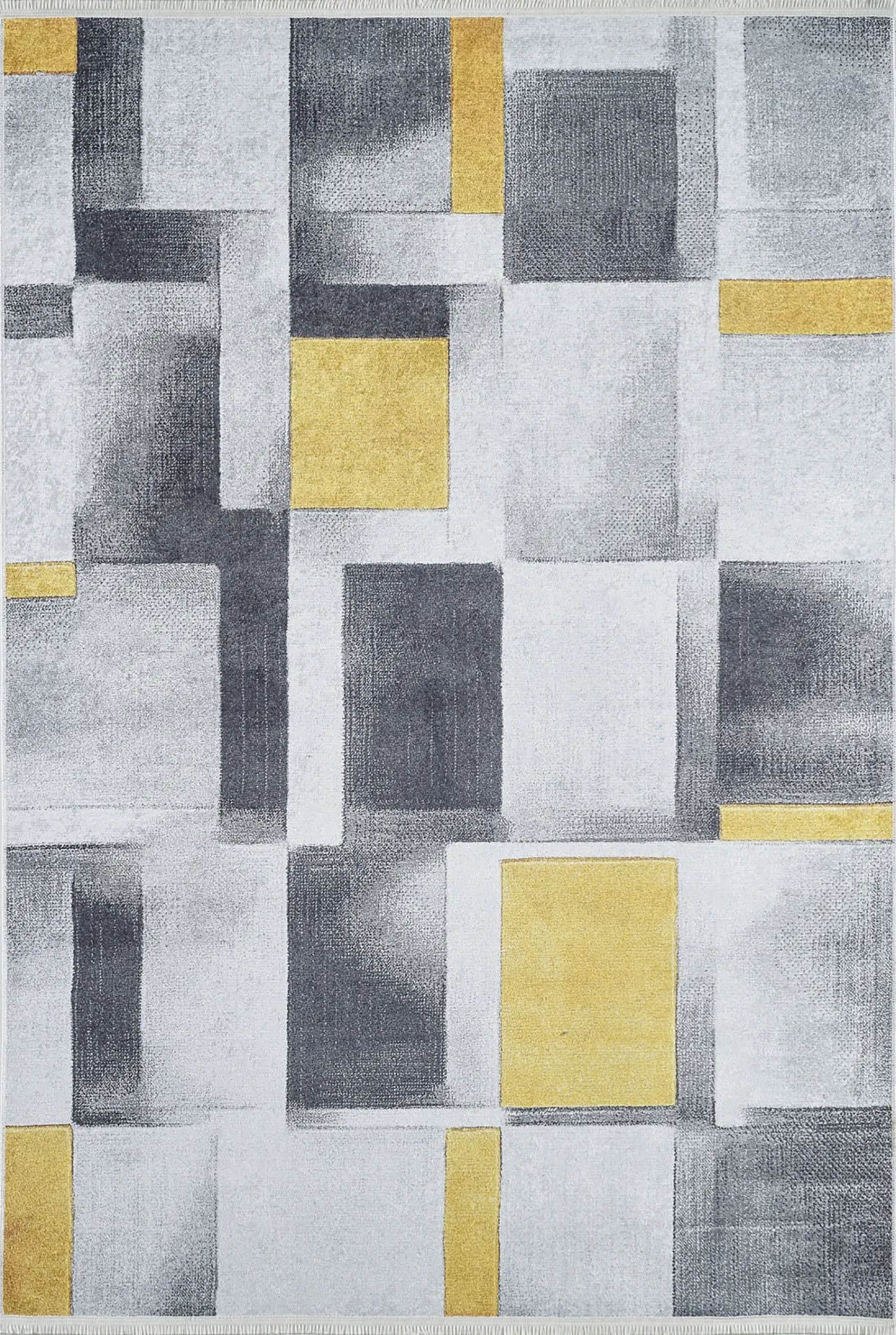 Emmie Turkish Gray Yellow Contemporary Geometric Rug