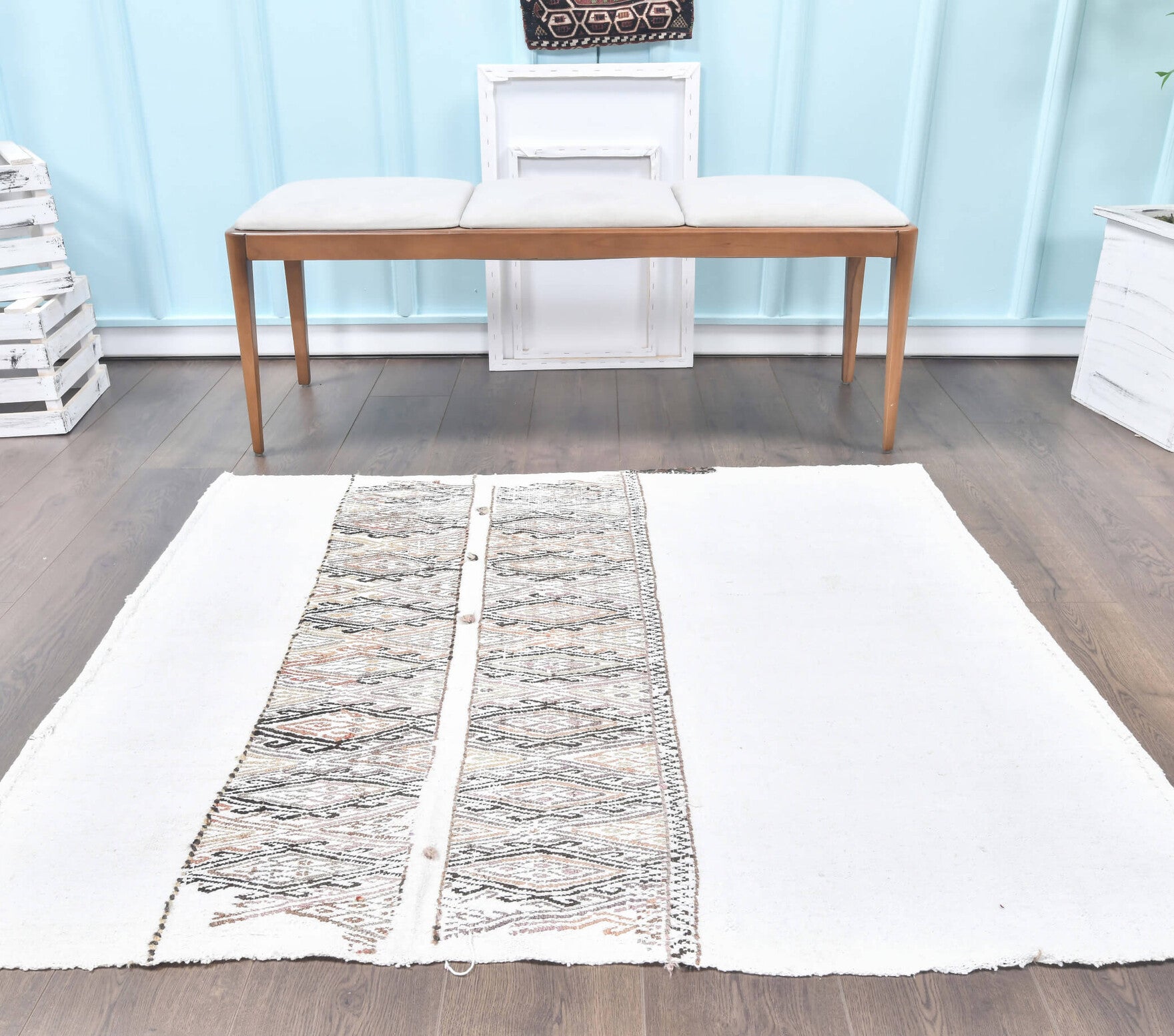 Authentic Anatolian vintage kilim rug (1960s) with ikat design – one-of-a-kind at Fame Rugs