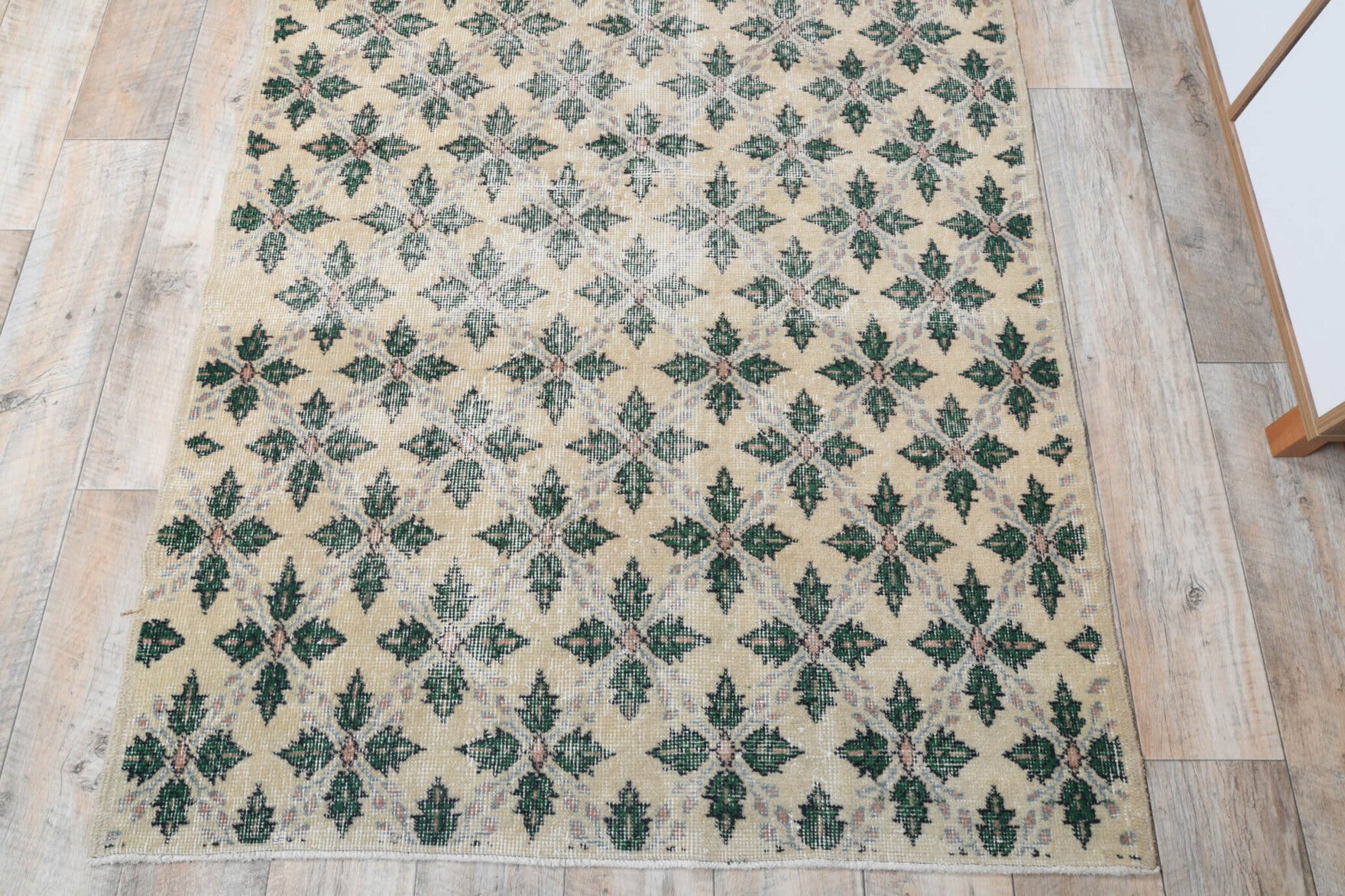 Findiknur rug: 1970s handmade Anatolian rug with ikat motifs and cotton backing