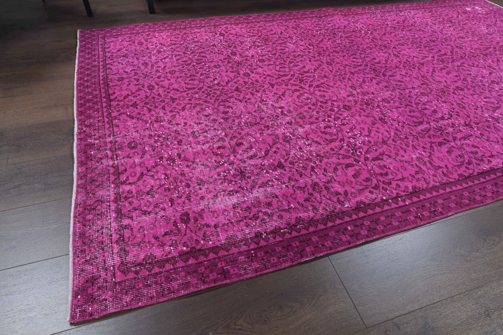 One-of-a-kind 1970s Anatolian overdyed vintage area rug in wool, 4'11" x 8'7"