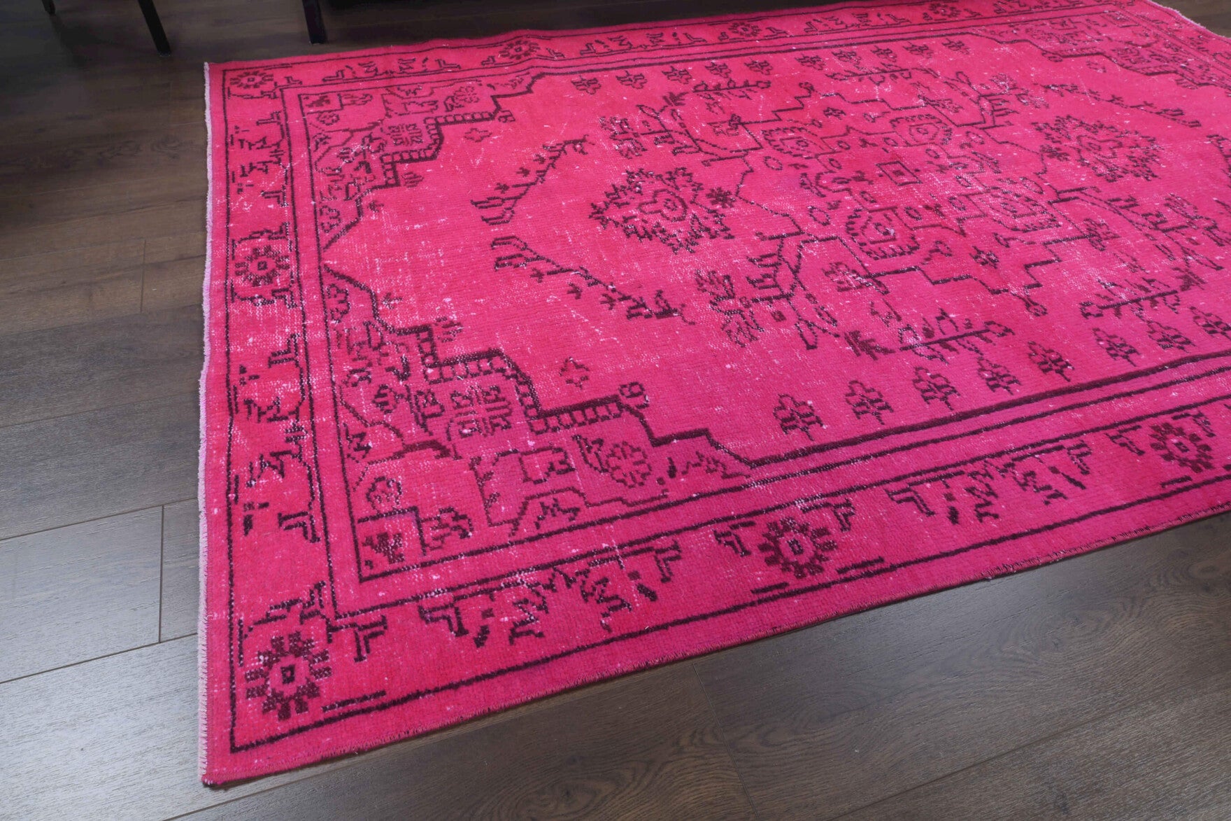 One-of-a-kind 1970s Anatolian overdyed vintage area rug in wool, 5'3" x 8'