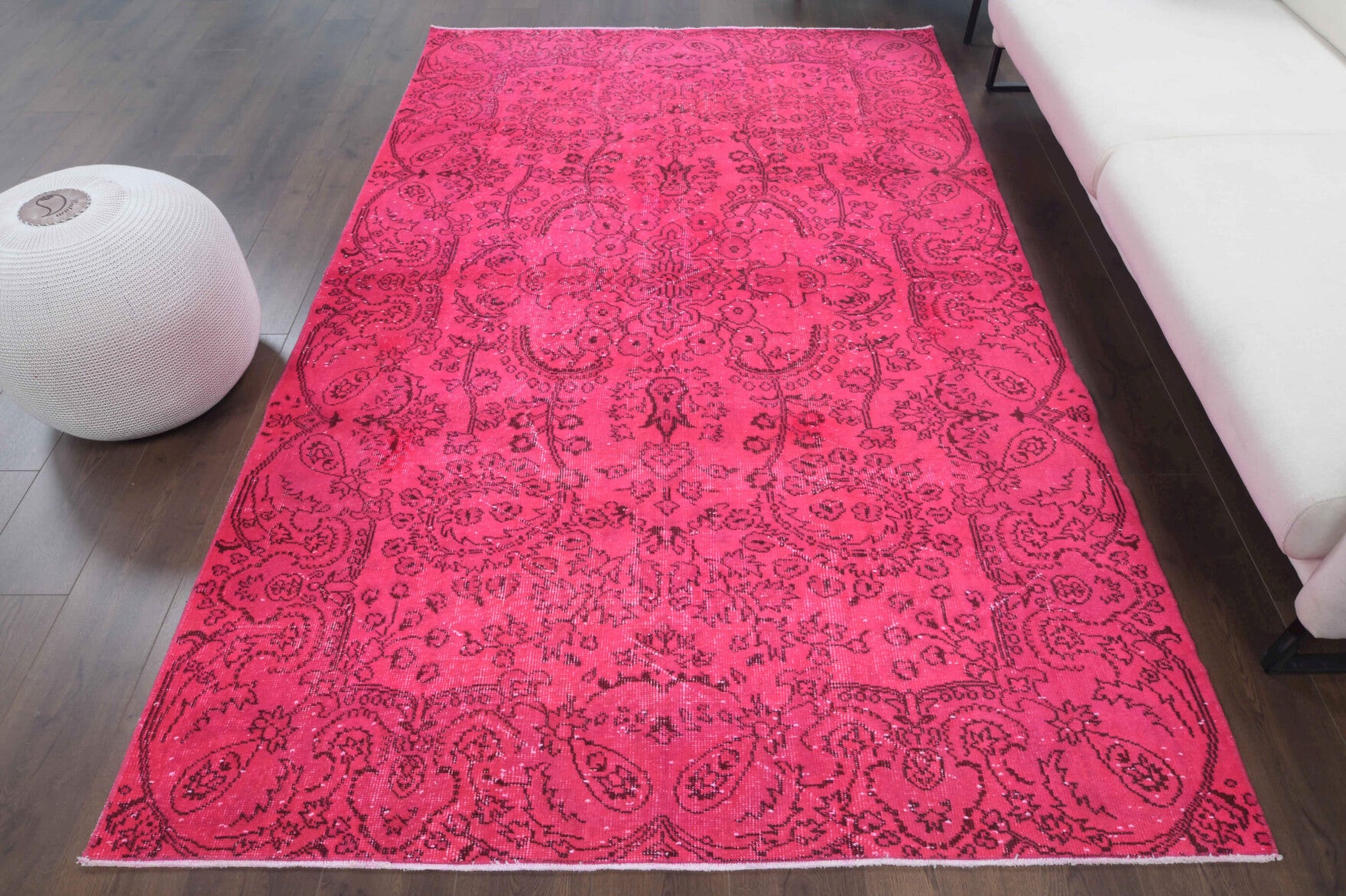 One-of-a-kind 1970s Anatolian overdyed vintage area rug in wool, 5'7" x 8'10"