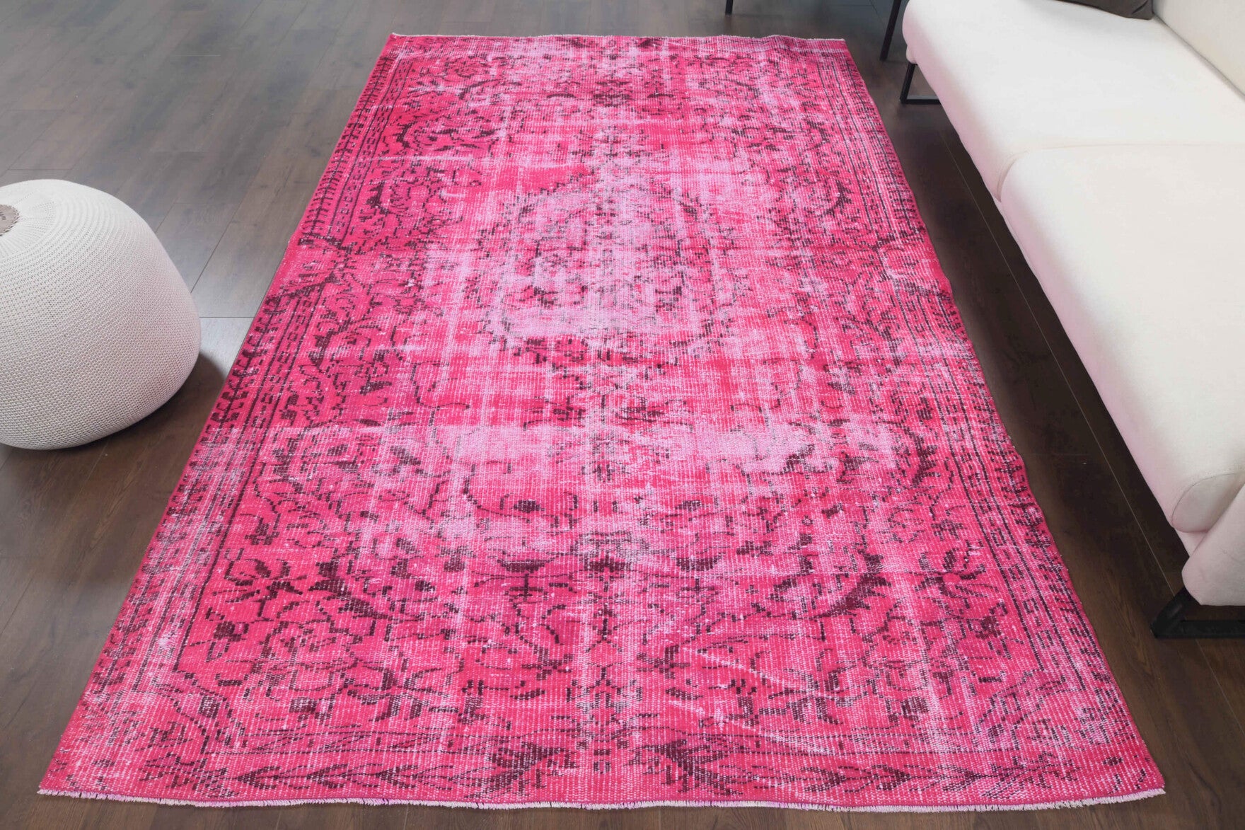 One-of-a-kind 1970s Anatolian overdyed vintage area rug in wool, 5'8" x 9'1"