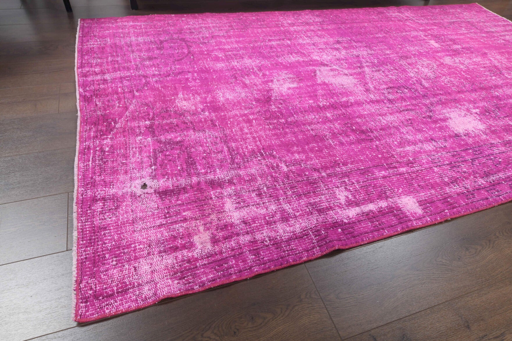 Isosthene rug: 1970s handmade Anatolian rug with solid motifs and cotton backing