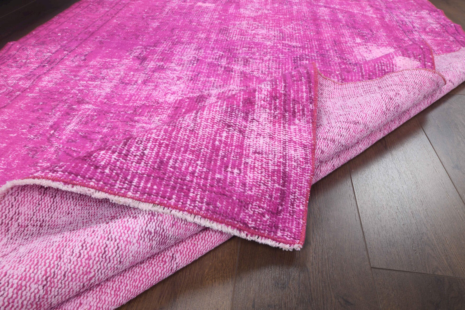 Hand-crafted Anatolian overdyed vintage rug Isosthene in wool, 1970s