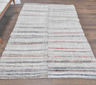 Handwoven flatweave wool kilim from Anatolia, Turkey – Vintage Striped Kilim Area Rug 5'9" x 8'4"