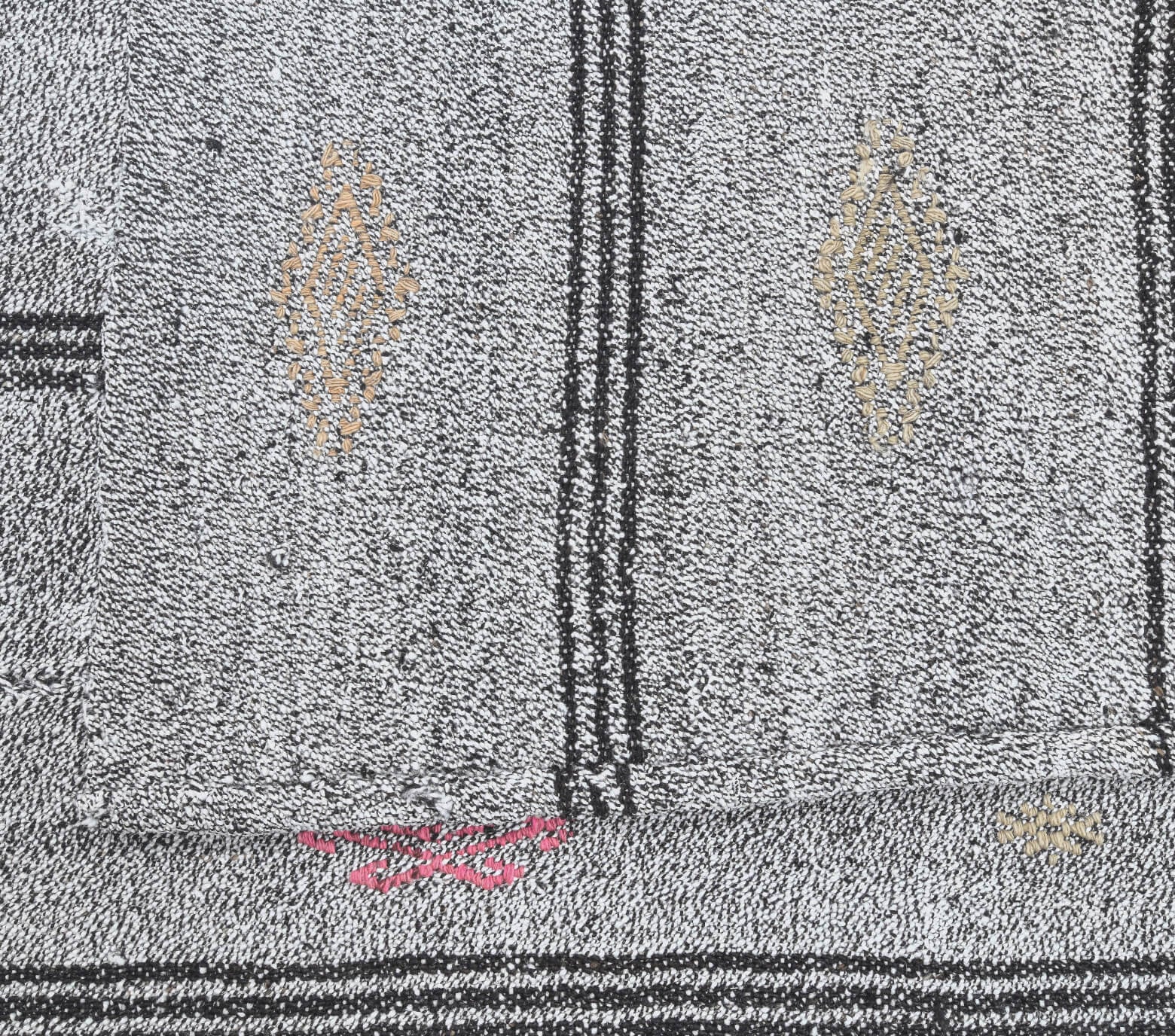 Authentic Anatolian vintage kilim rug (1960s) with striped design – one-of-a-kind at Fame Rugs