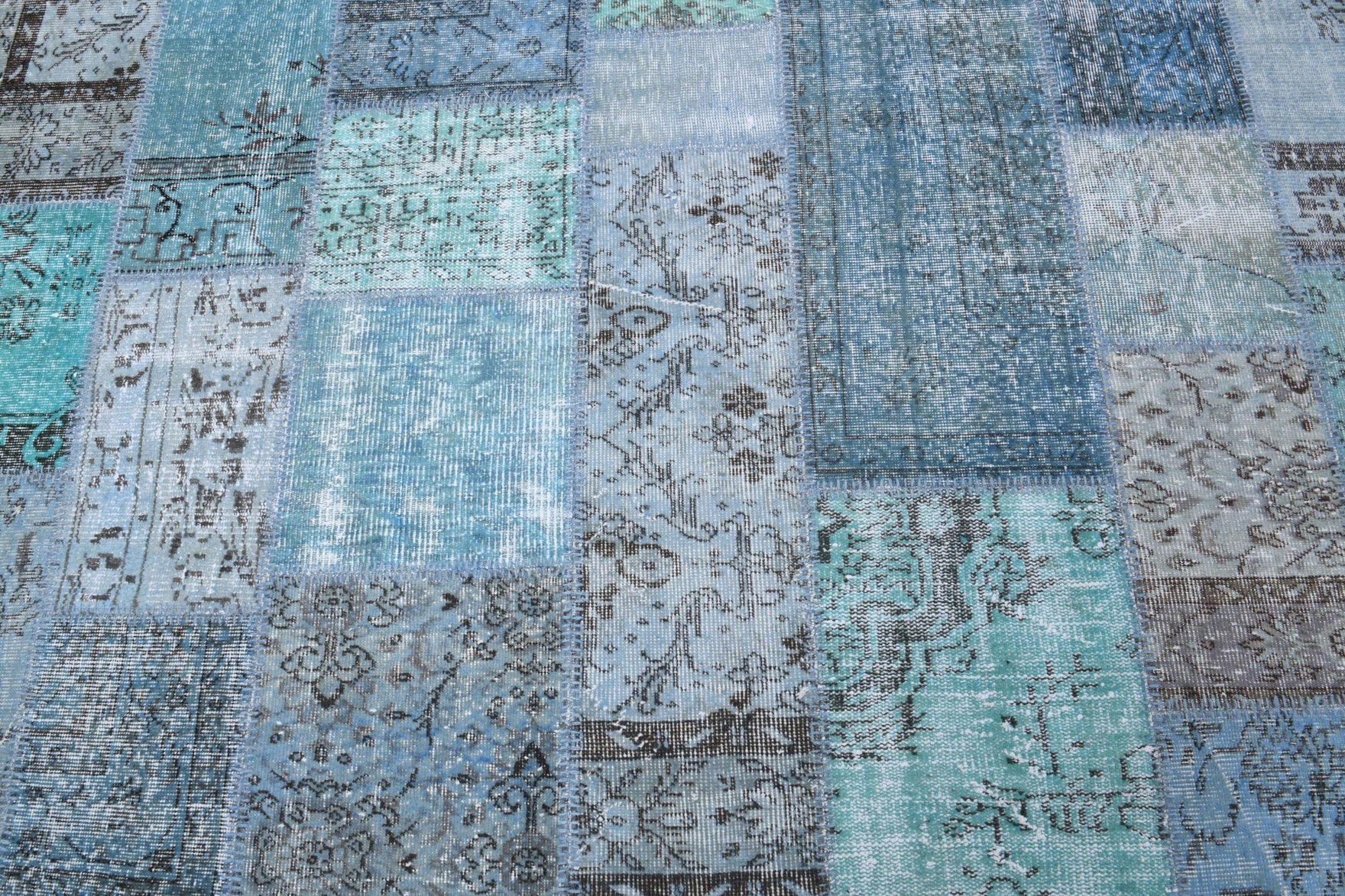 One-of-a-kind 1970s Anatolian vintage patchwork area rug in wool, 8'3" x 9'10"