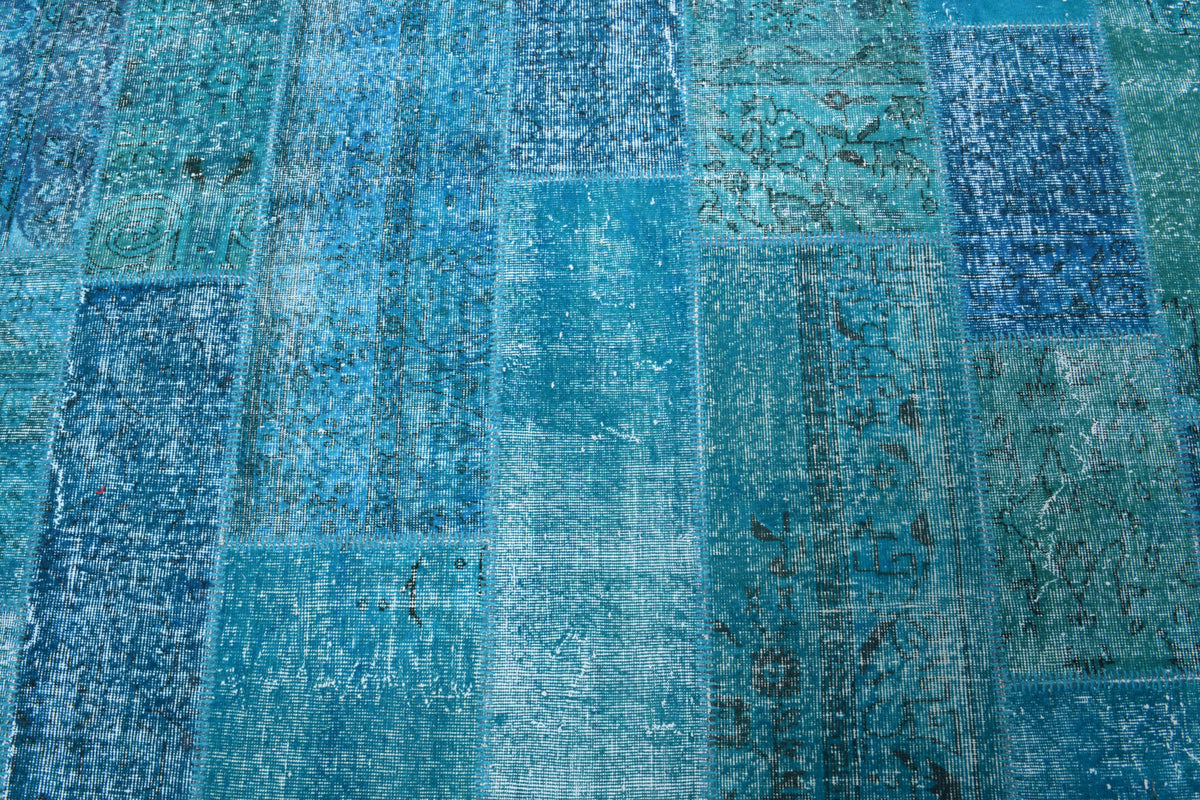 Vintage  Turquoise Patchwork Large Area Rug