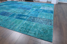 Vintage  Turquoise Patchwork Large Area Rug