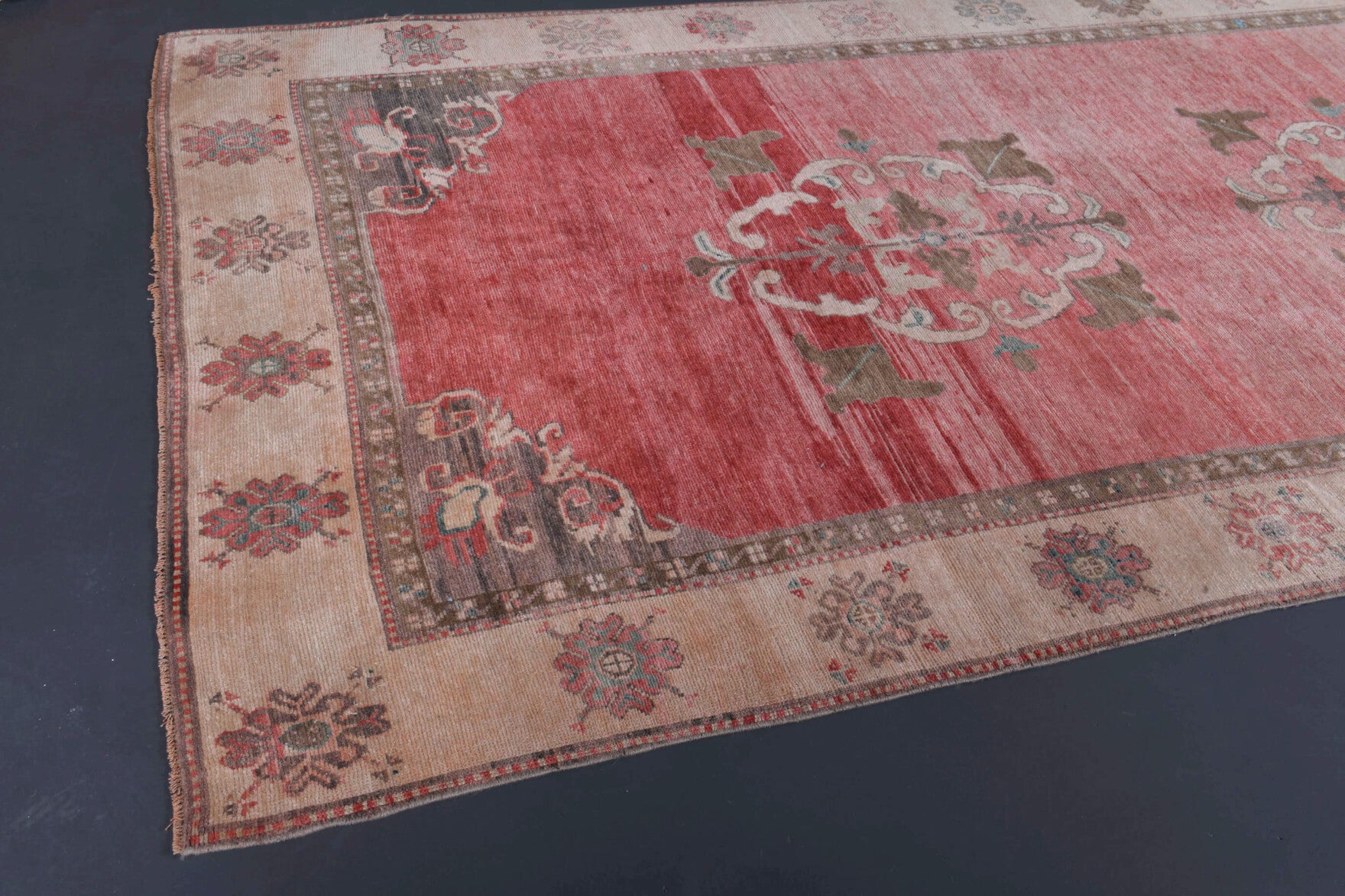 Vintage Oushak Wide Runner Rug