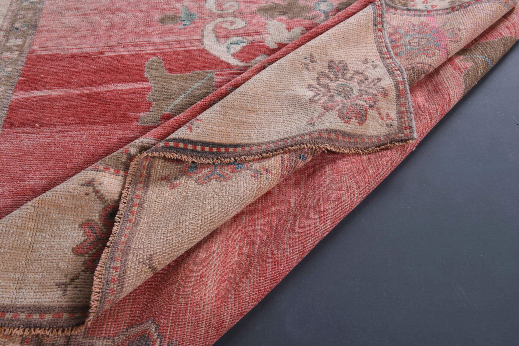 Vintage Oushak Wide Runner Rug