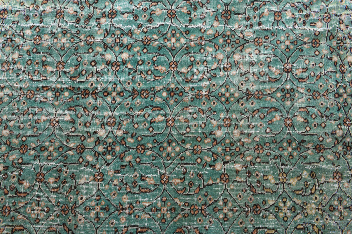 Green Floral Hereke Vintage Area Rug
