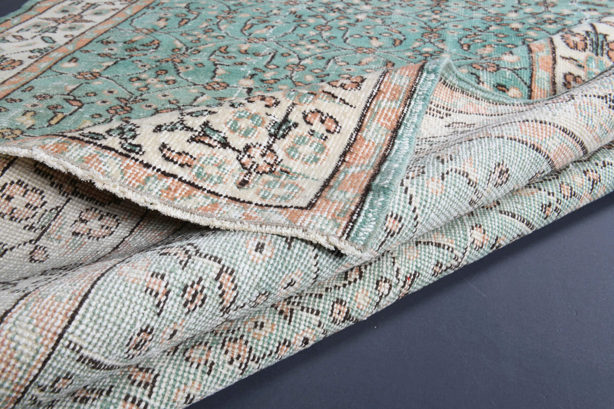Green Floral Hereke Vintage Area Rug
