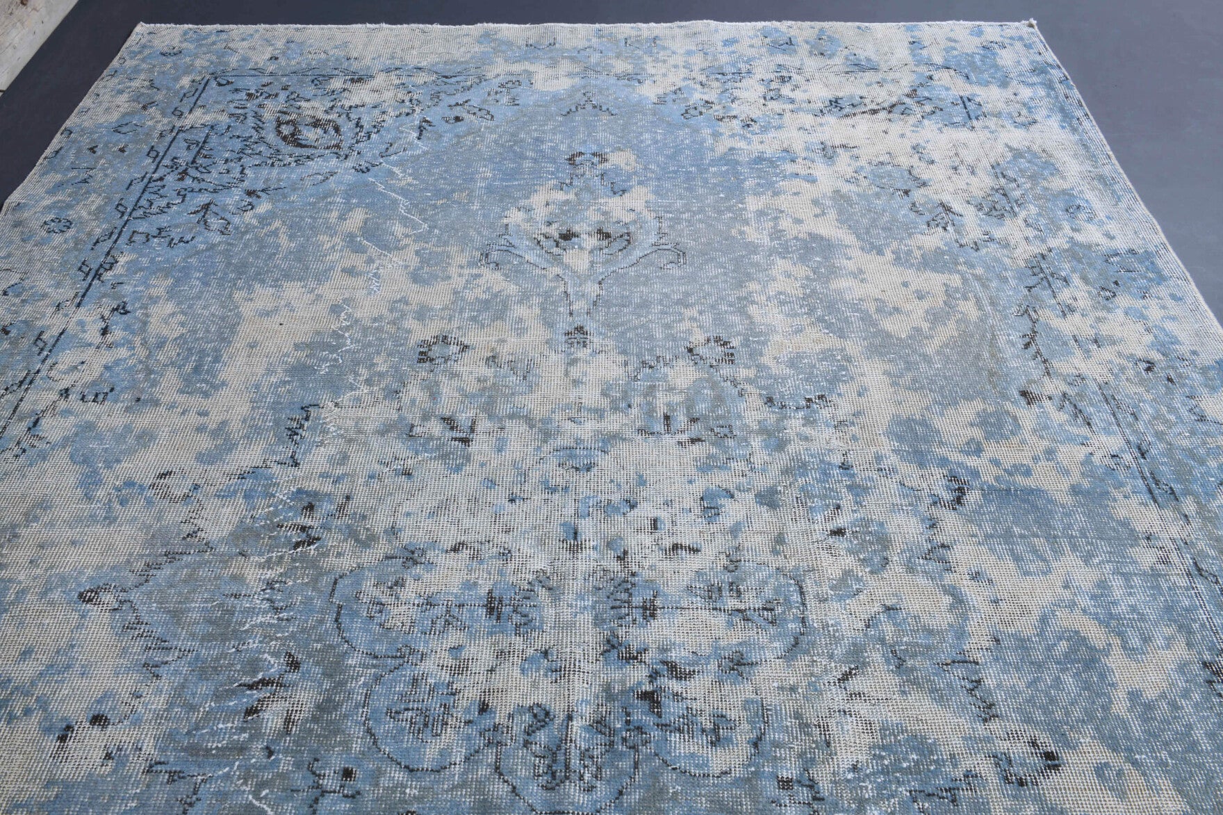 One-of-a-kind 1970s Anatolian distressed vintage area rug in wool, 6'4" x 9'6"