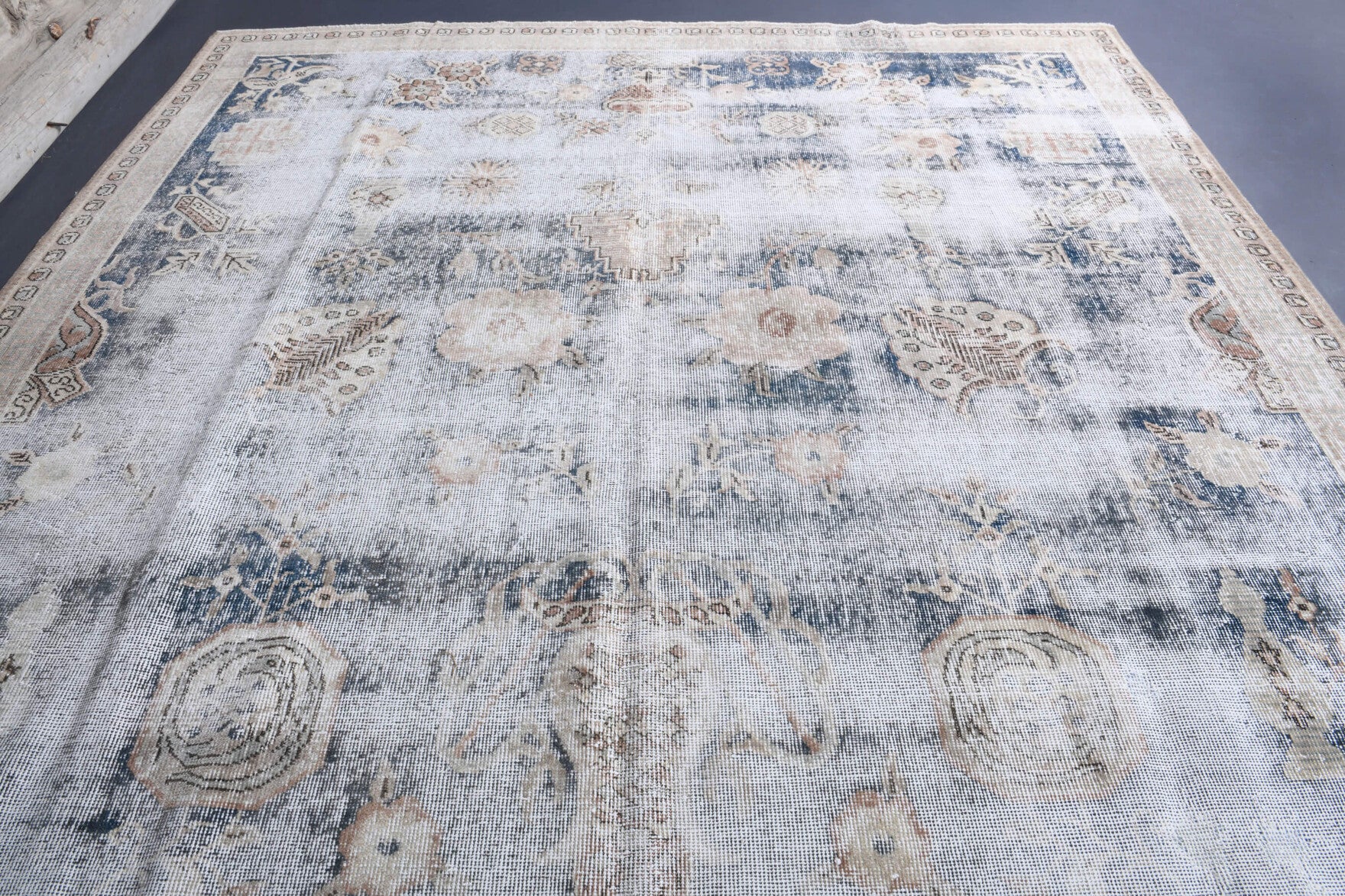 Authentic Anatolian distressed vintage area rug (1950s) with oriental design – one-of-a-kind at Fame Rugs