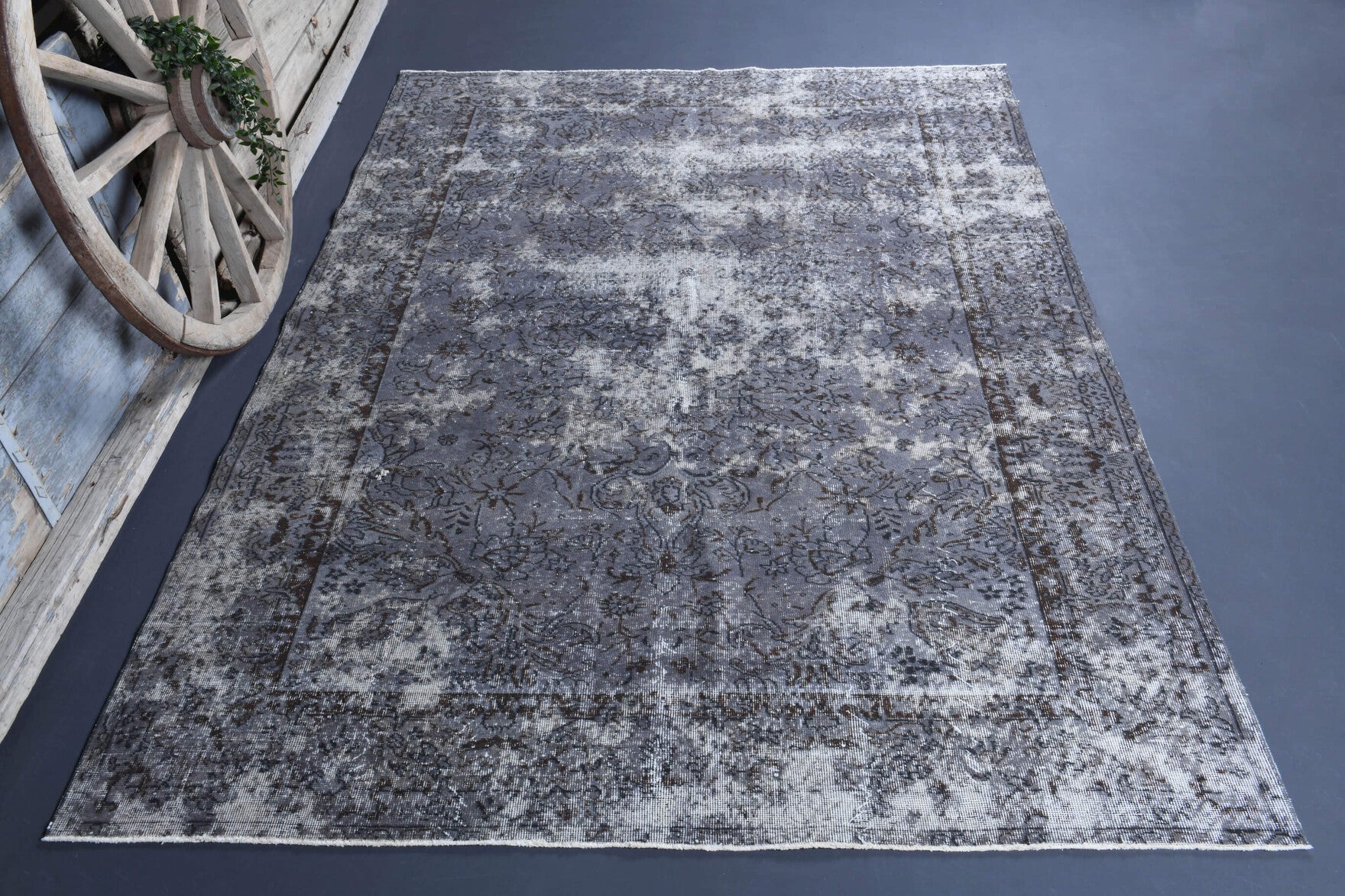 Vintage Hereke Distressed Area Rug