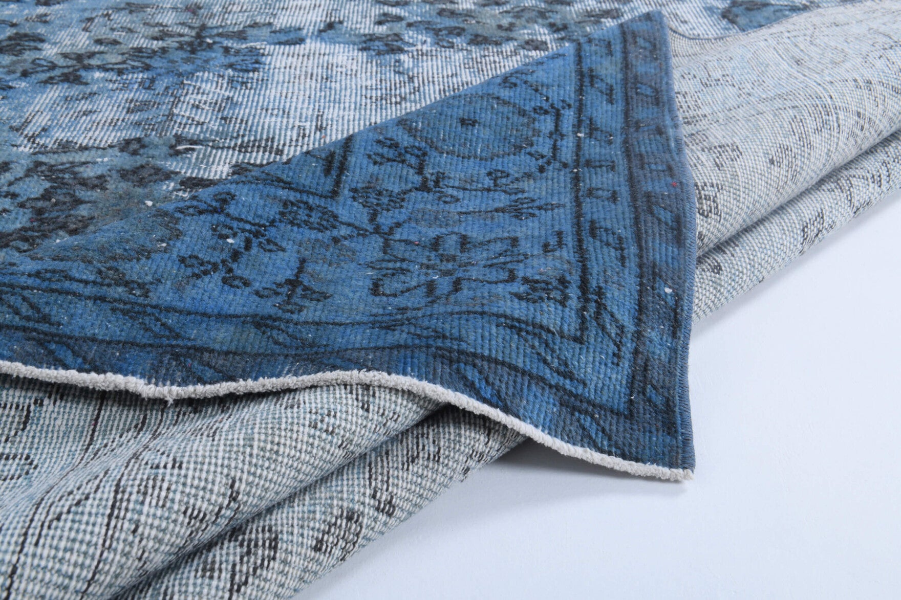 Hand-crafted Anatolian distressed vintage rug Ayara in wool, 1970s