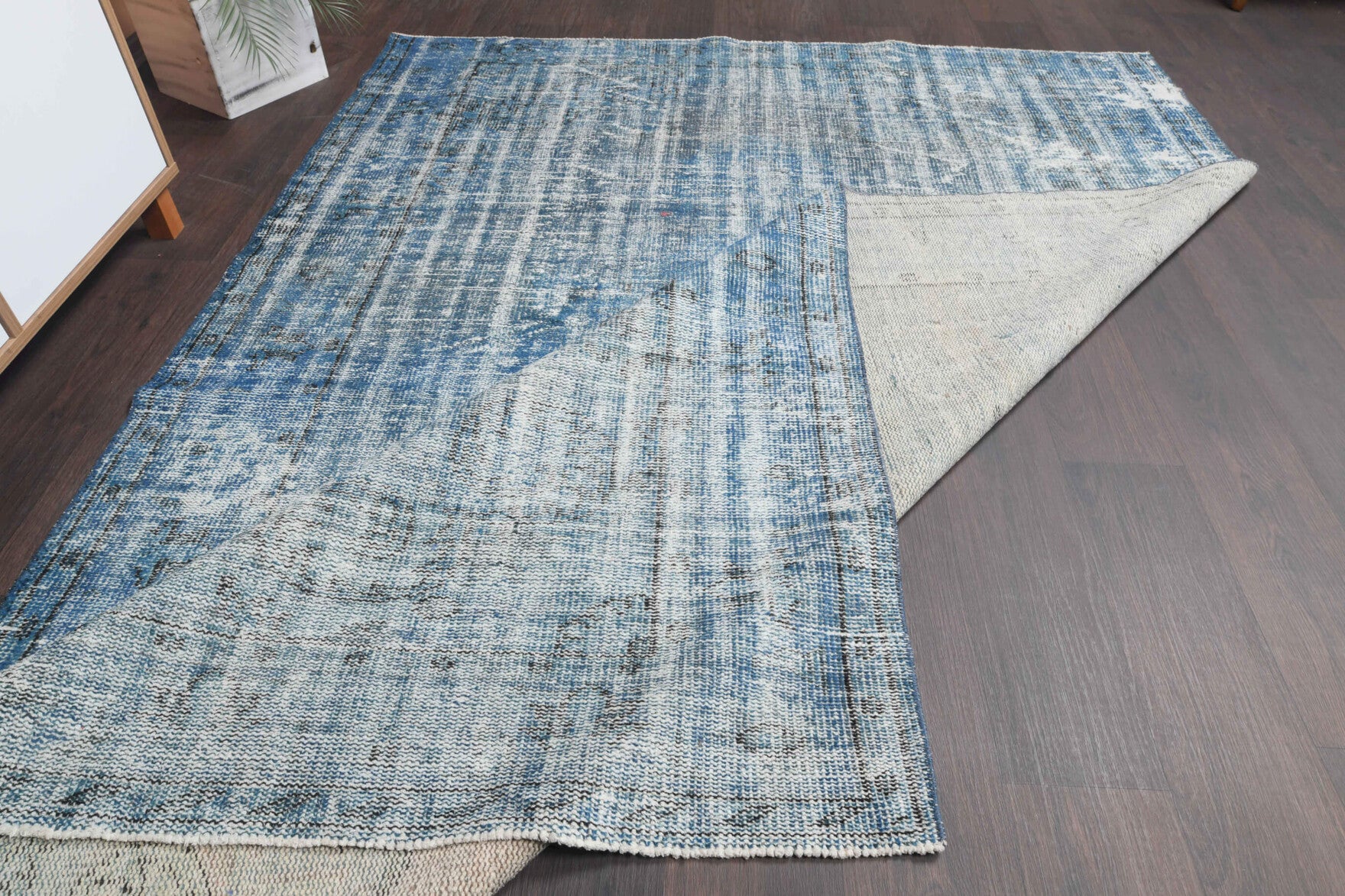 190x268 cm overdyed vintage Anatolian area rug – Astraea, low pile, wool