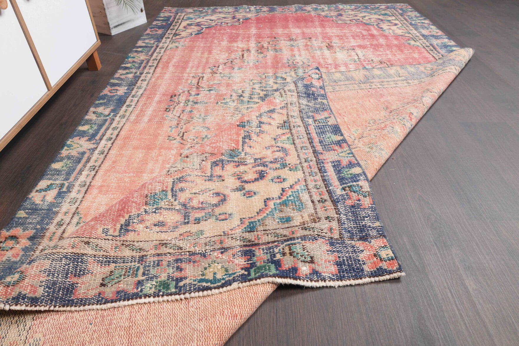 163x276 cm antique washed vintage Anatolian area rug – Asteroboule, low pile, wool
