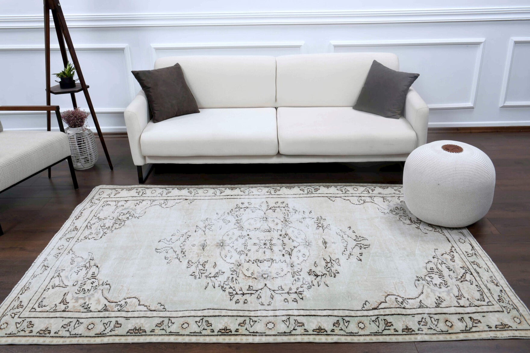 Vintage Gray Oriental Area Anatolian Rug
