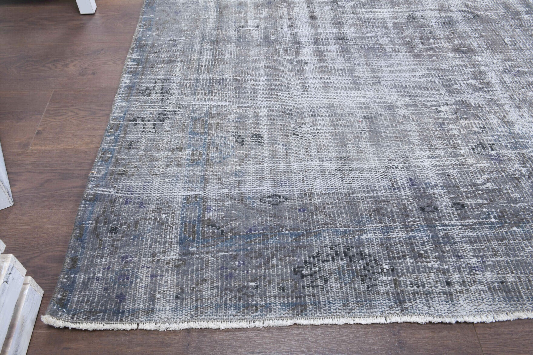One-of-a-kind 1970s Anatolian antique washed vintage area rug in wool, 6' x 9'2"