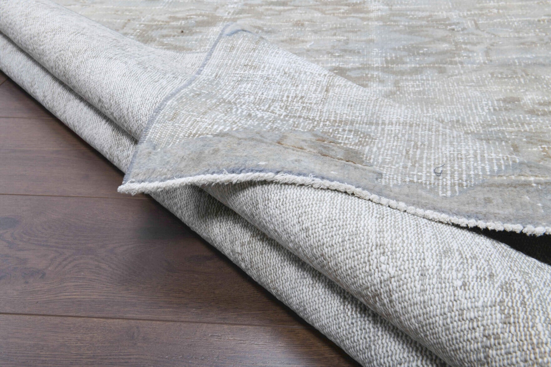 Authentic Anatolian antique washed vintage area rug (1950s) with oriental design – one-of-a-kind at Fame Rugs