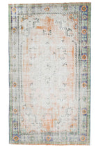 Antique Anatolian Distressed Neutral & Orange Area Rug