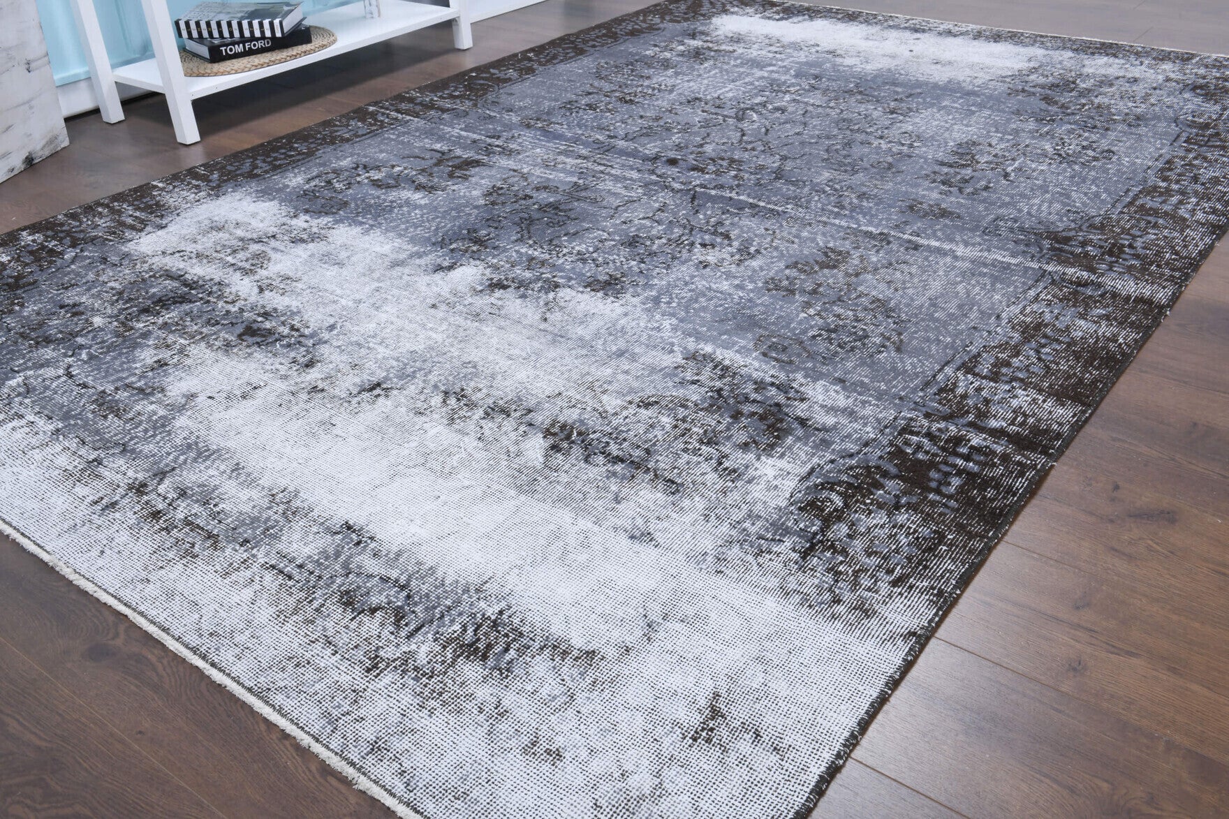 One-of-a-kind 1970s Anatolian distressed vintage area rug in wool, 6'4" x 9'6"