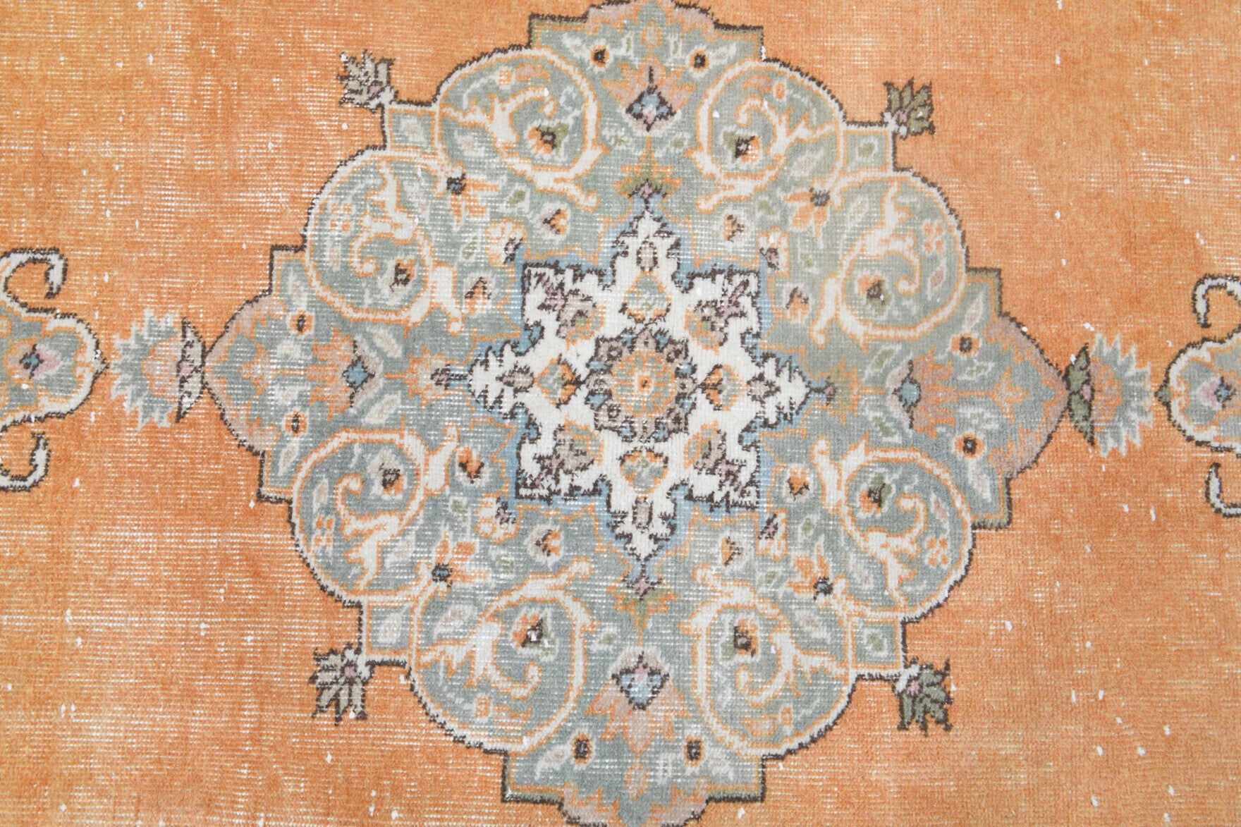 Sabahpeyker rug: 1970s handmade Anatolian rug with oriental motifs and cotton backing