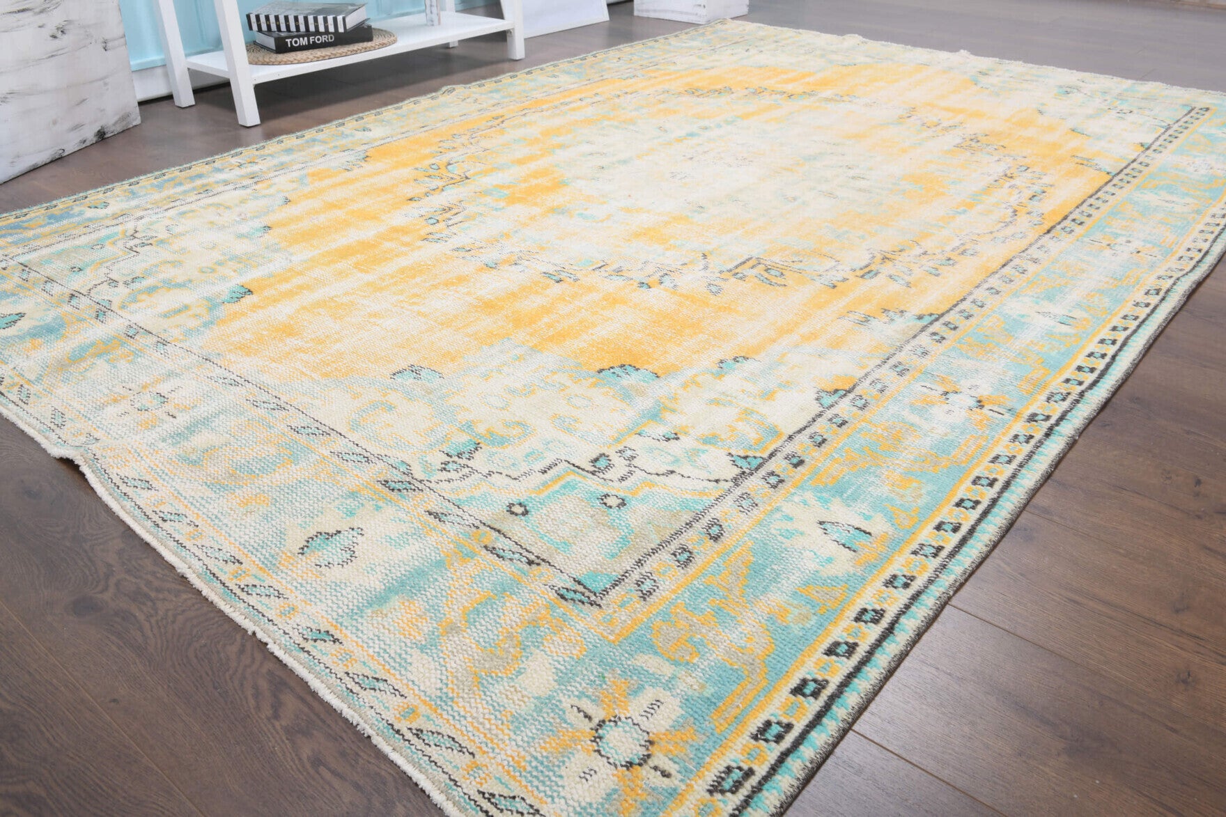 One-of-a-kind 1970s Anatolian distressed vintage area rug in wool, 6'3" x 9'5"