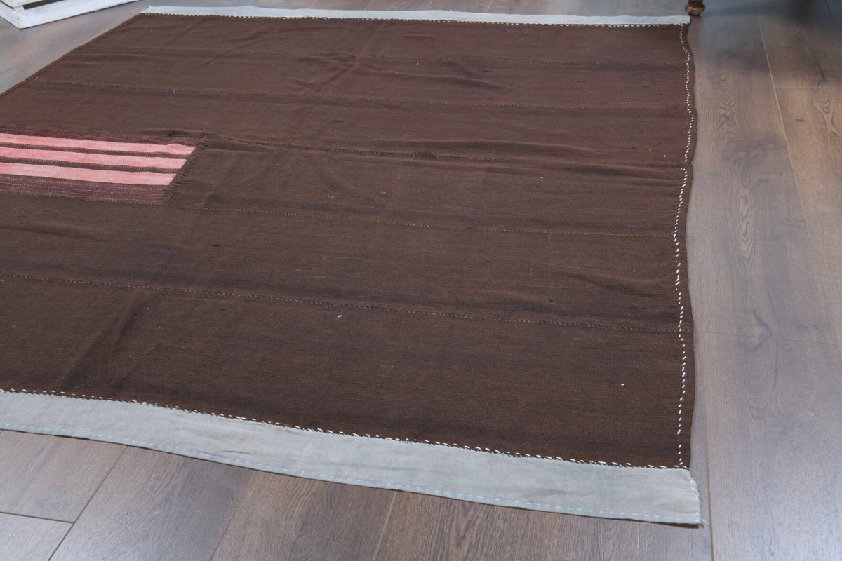 Shahrbanu kilim: 1960s handwoven flatweave Anatolian kilim with solid motifs