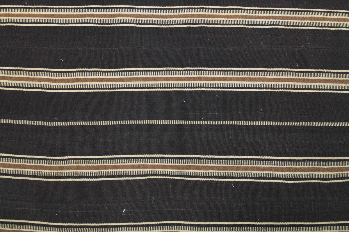 Black Striped Flatweave Carpet