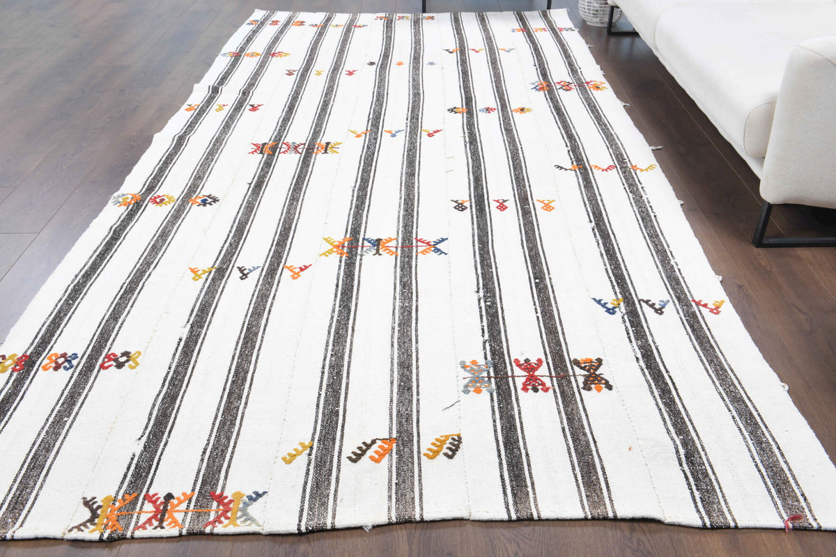 Vintage White Kilim Area Rug