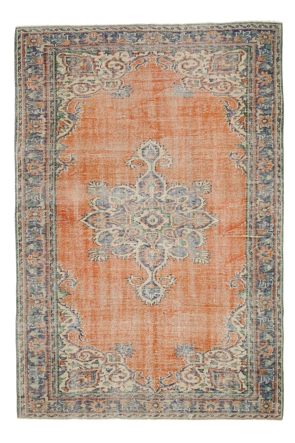 Orange Anatolian Oriental Vintage Area Rug