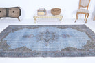 Vintage Oushak Blue Area Rug