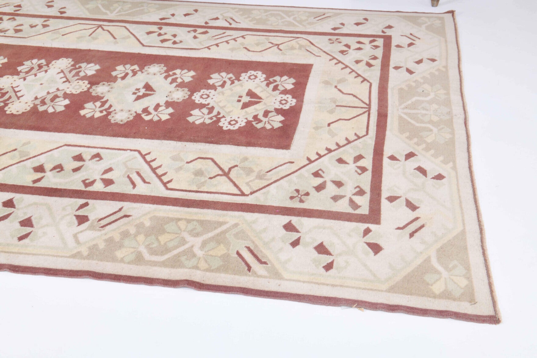 202x301 cm vintage Turkish area rug – Rengingul, low pile, wool